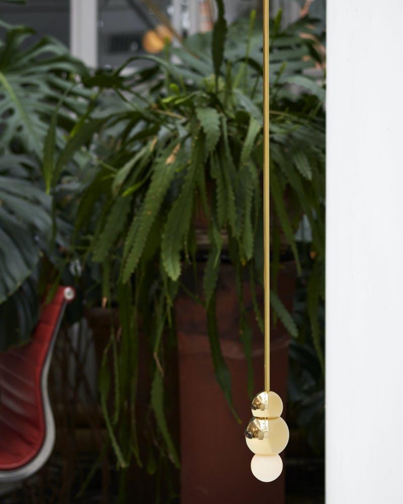 Gold Ball Series globe near green plants