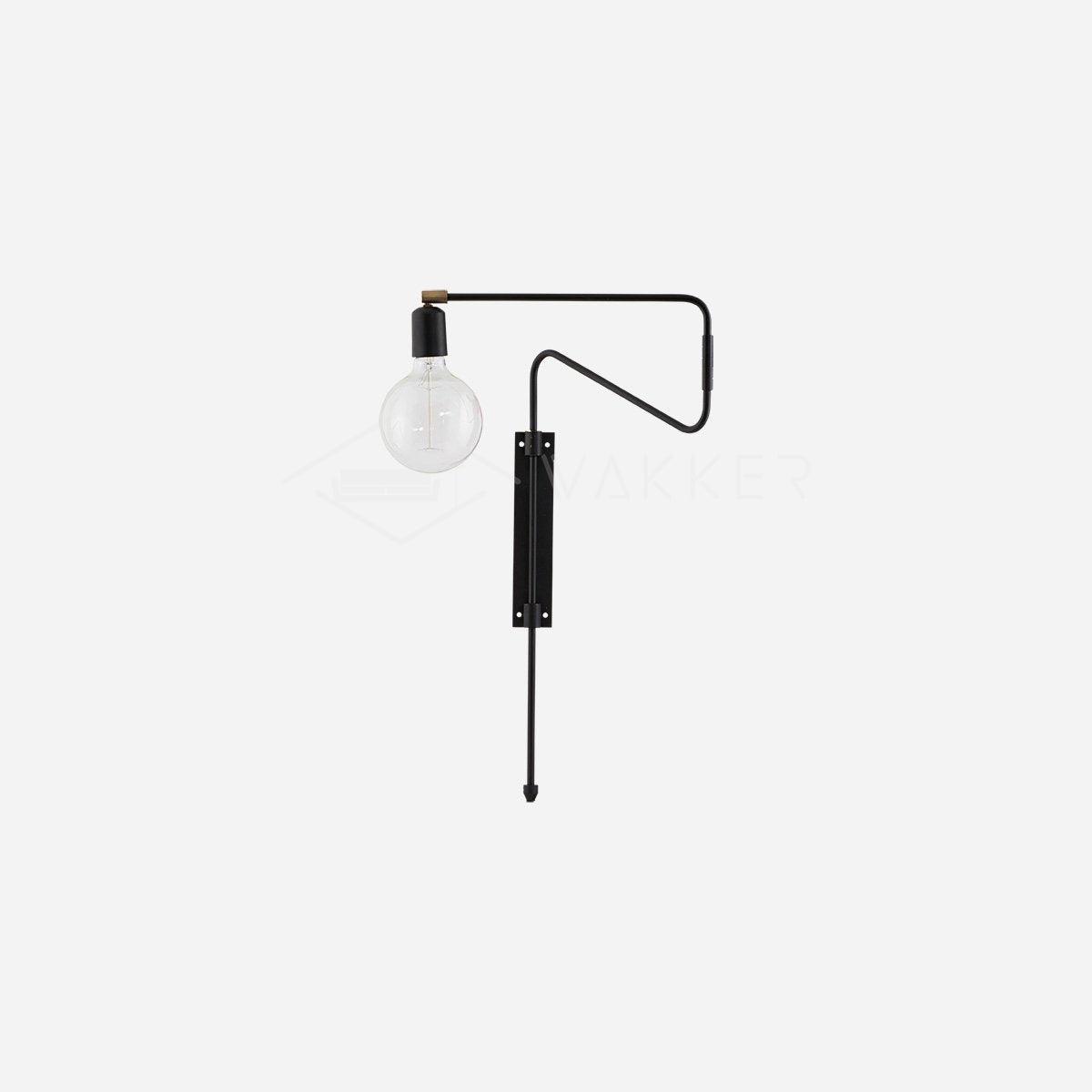 Black compact Swing lamp with exposed bulb