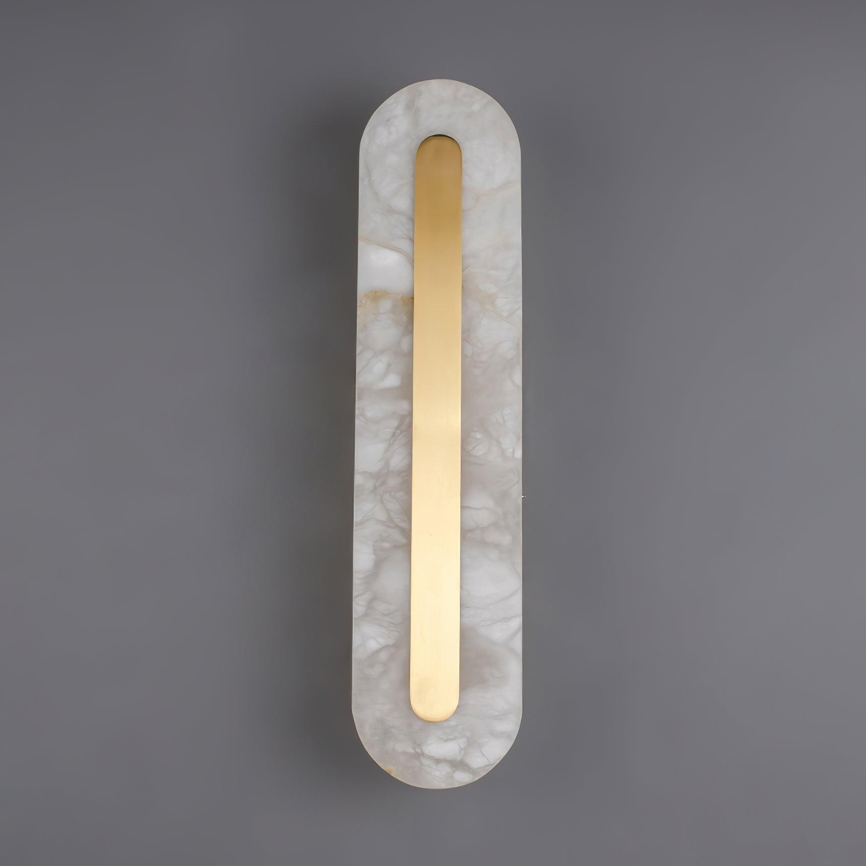 Long veined stone fixture with central metal strip