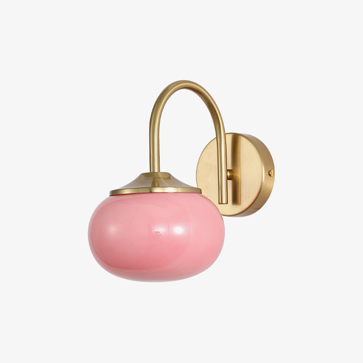 Unlit Pink Marshmallow shade and curved wall arm