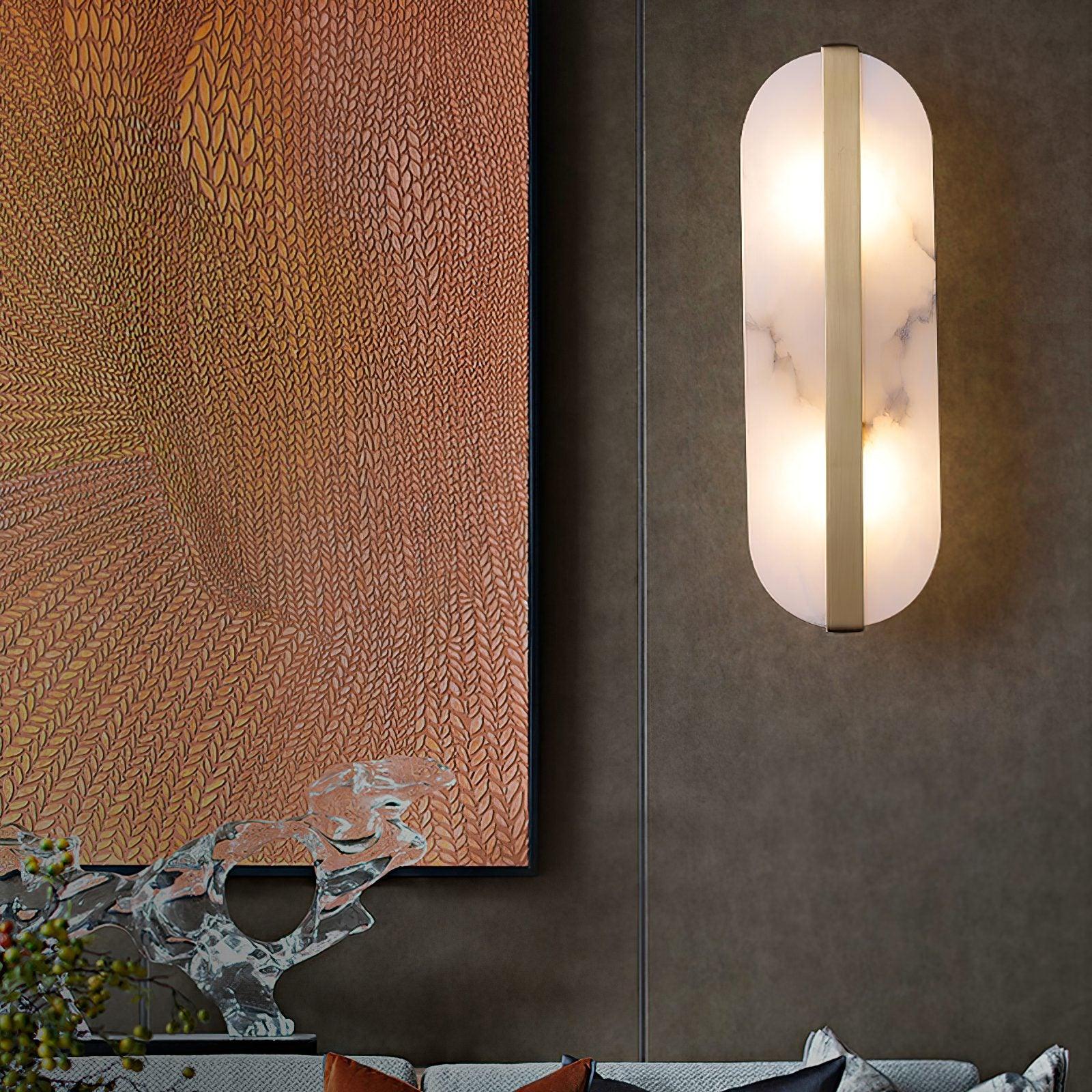 Elongated wall sconce in a decorated living area