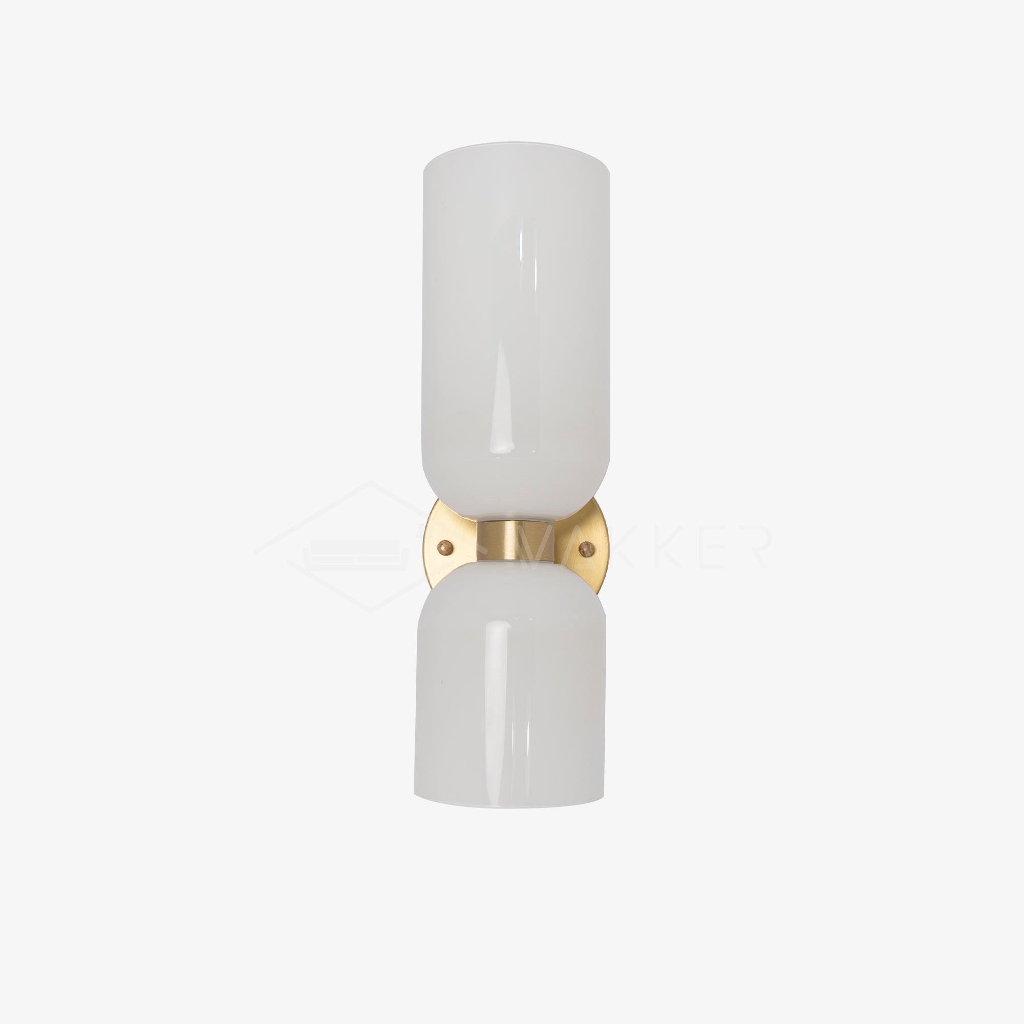 Edie glass wall lamp with unequal upper and lower cylinders