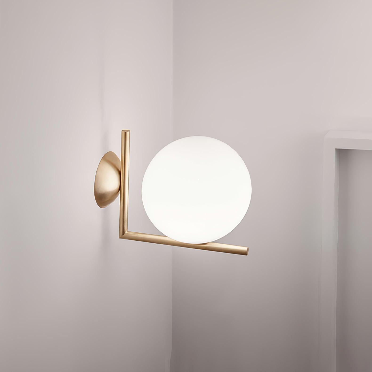 Opal glass globe wall light