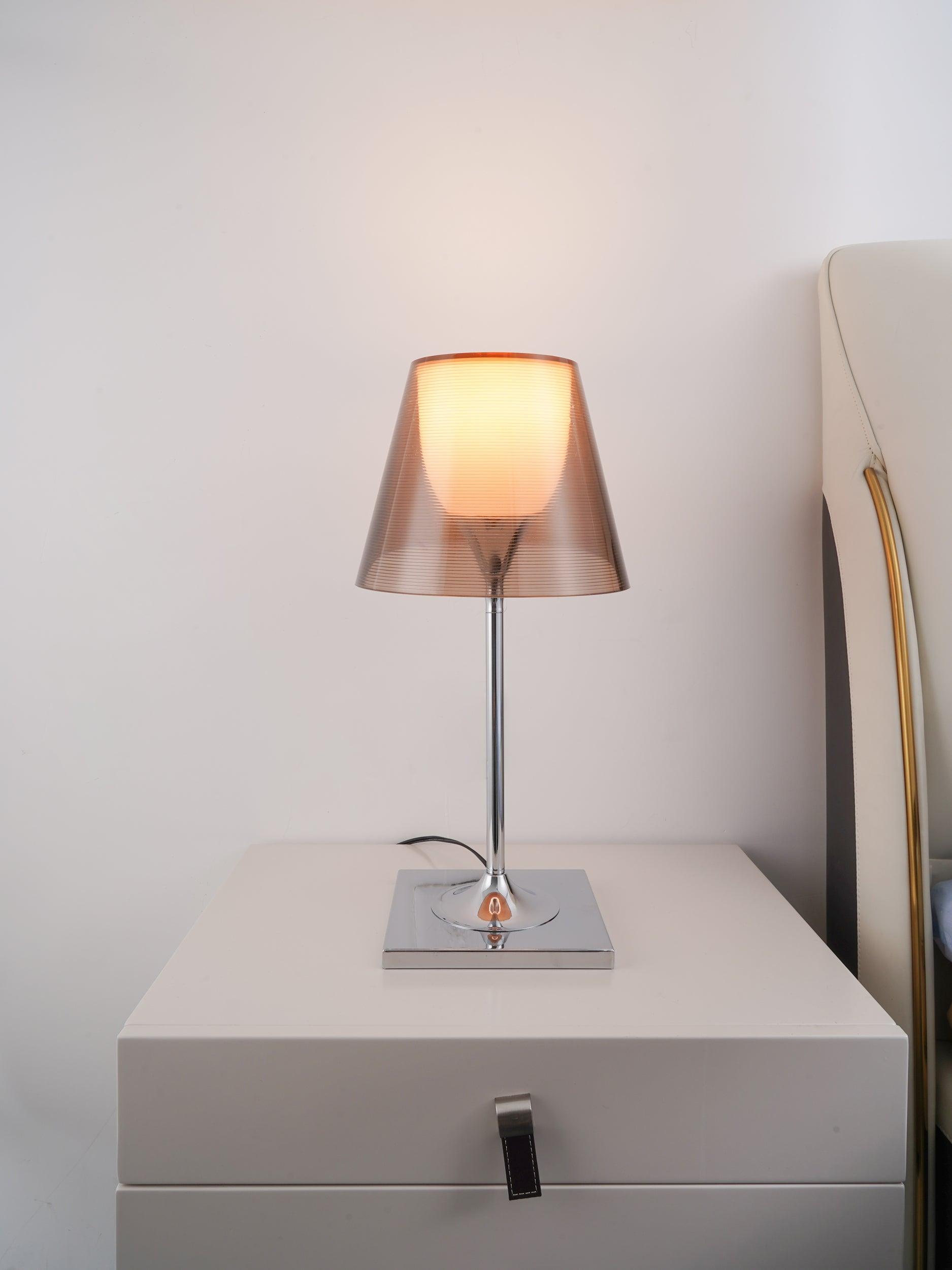 Chrome Prism Bronze shade glowing above a square base