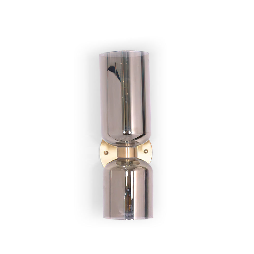 Edie glass wall lamp with unequal upper and lower cylinders