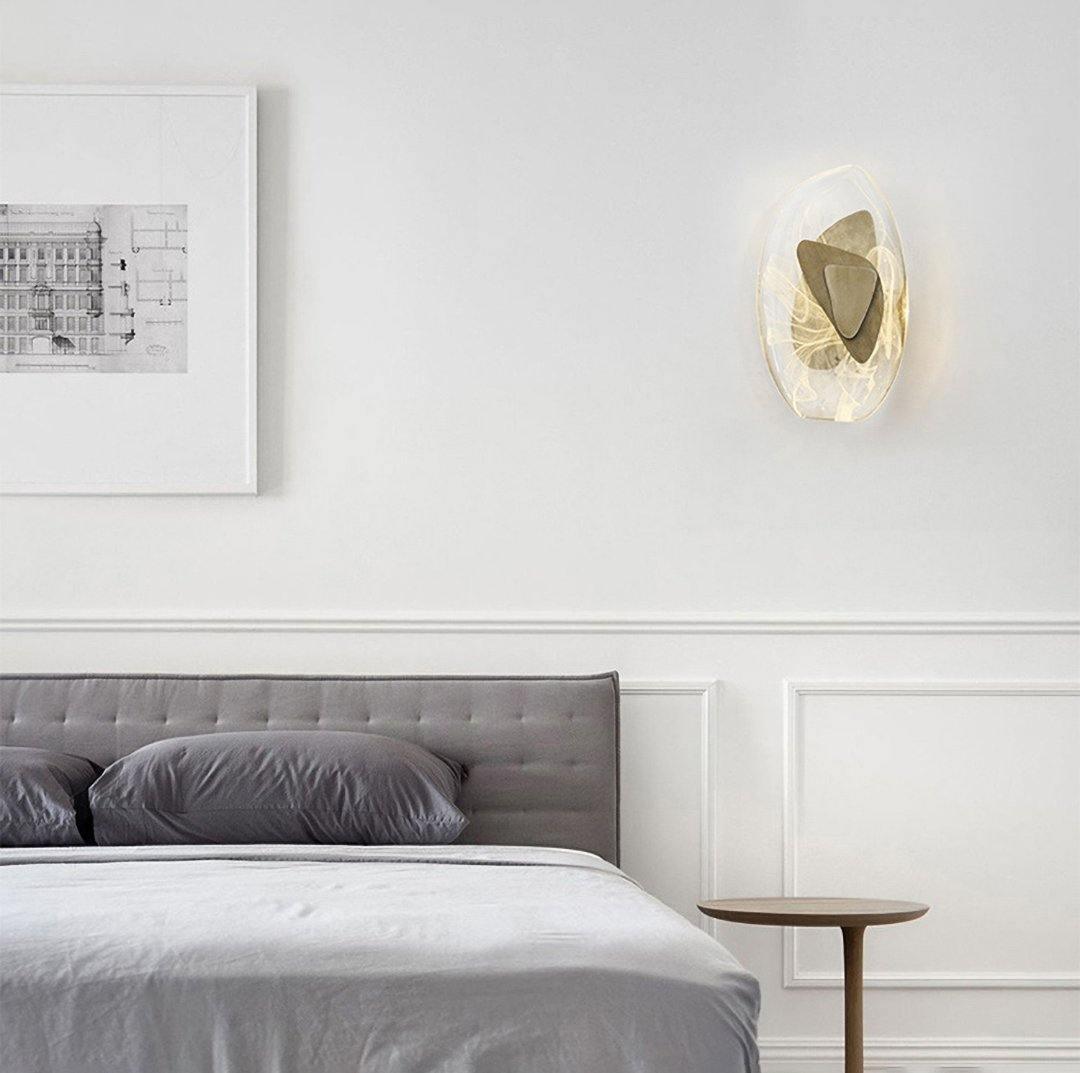 DC1725 textured glass LED wall light with layered metal plates