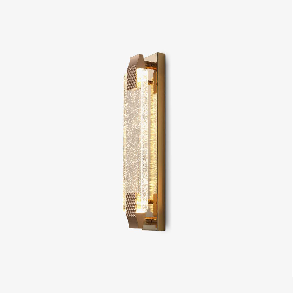 Small centered view of Moet angled on white, with a warm-glowing crystal panel and rose gold backplate