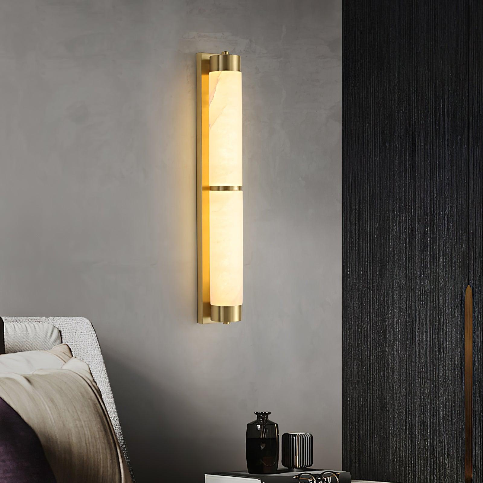 Cylindra Alabaster Brass Wall Light - Cueteks
