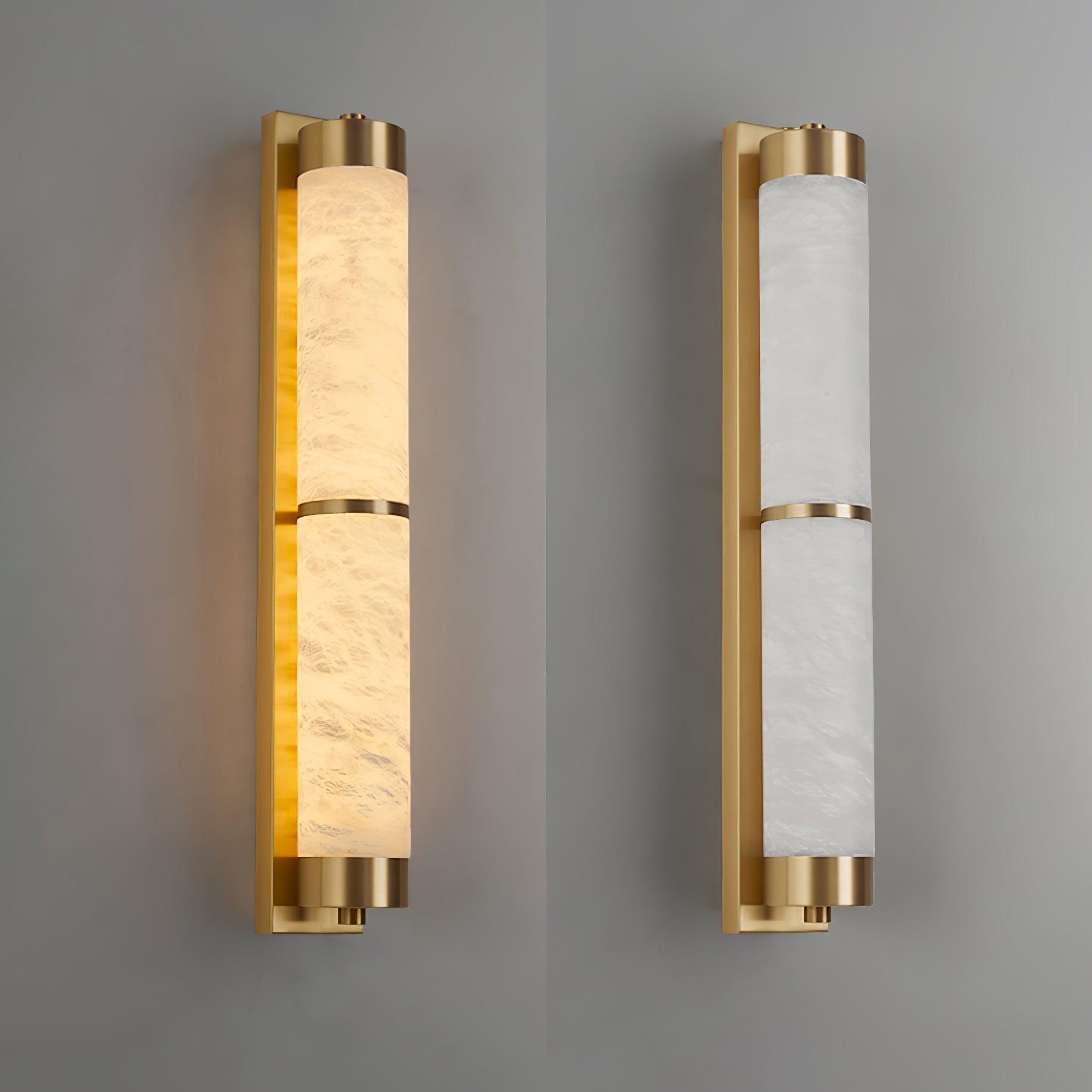 Cylindra Alabaster Brass Wall Light - Cueteks