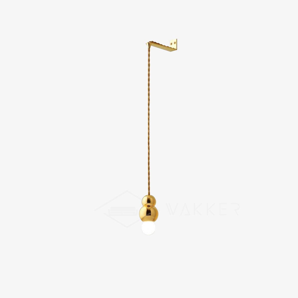 Gold suspended globe wall light isolated on White
