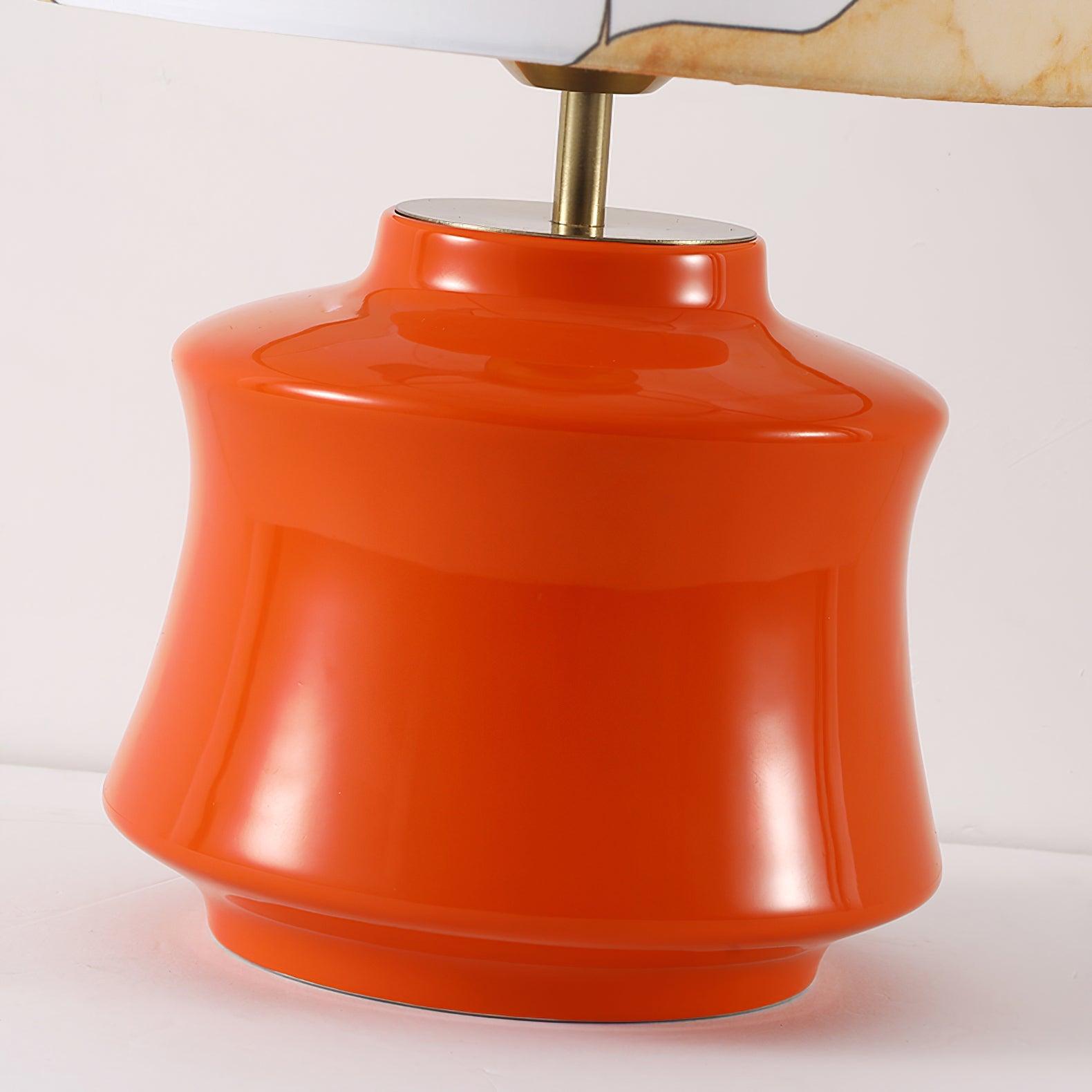 Close-up of the sculpted Orange Marilyn lamp body