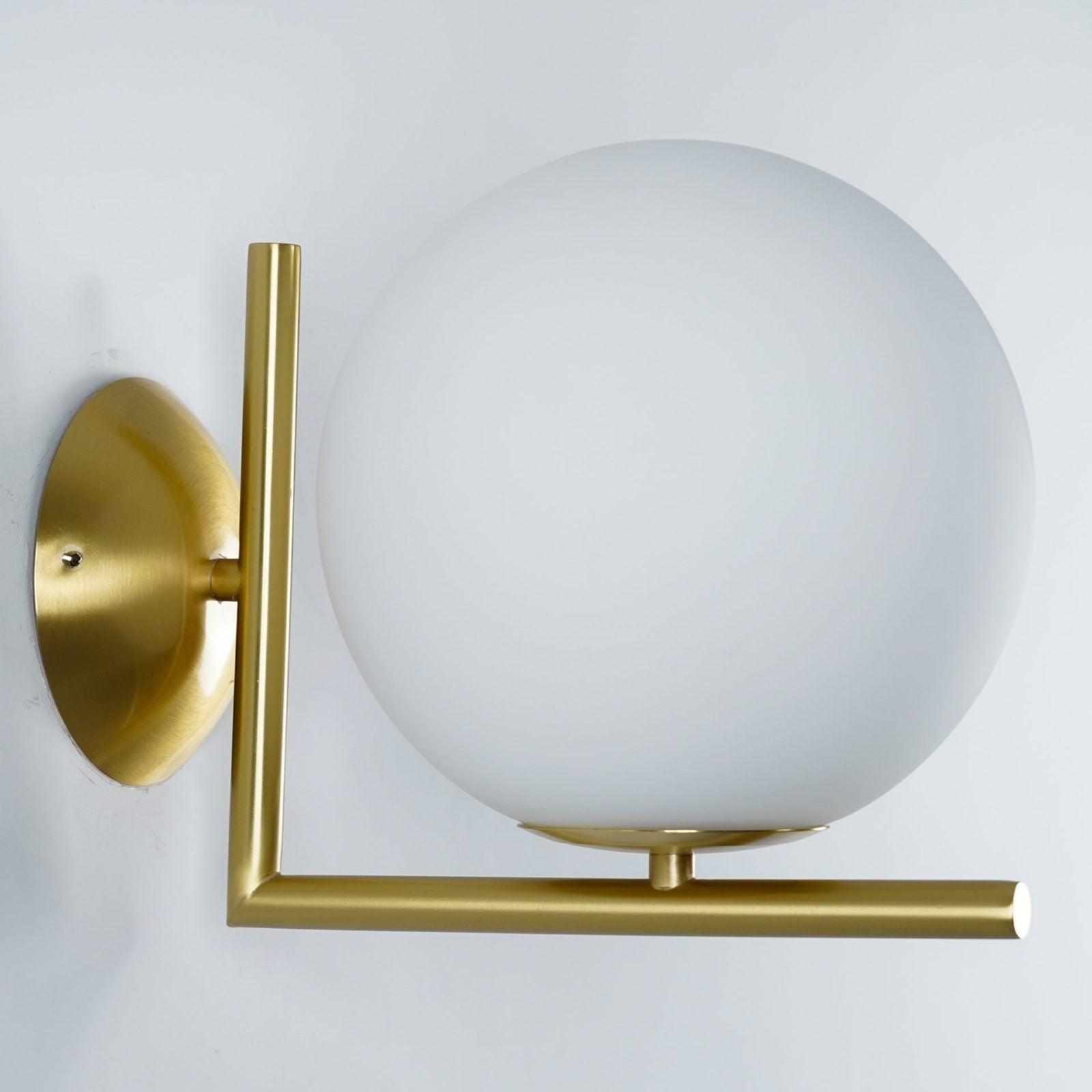 Opal glass globe wall light