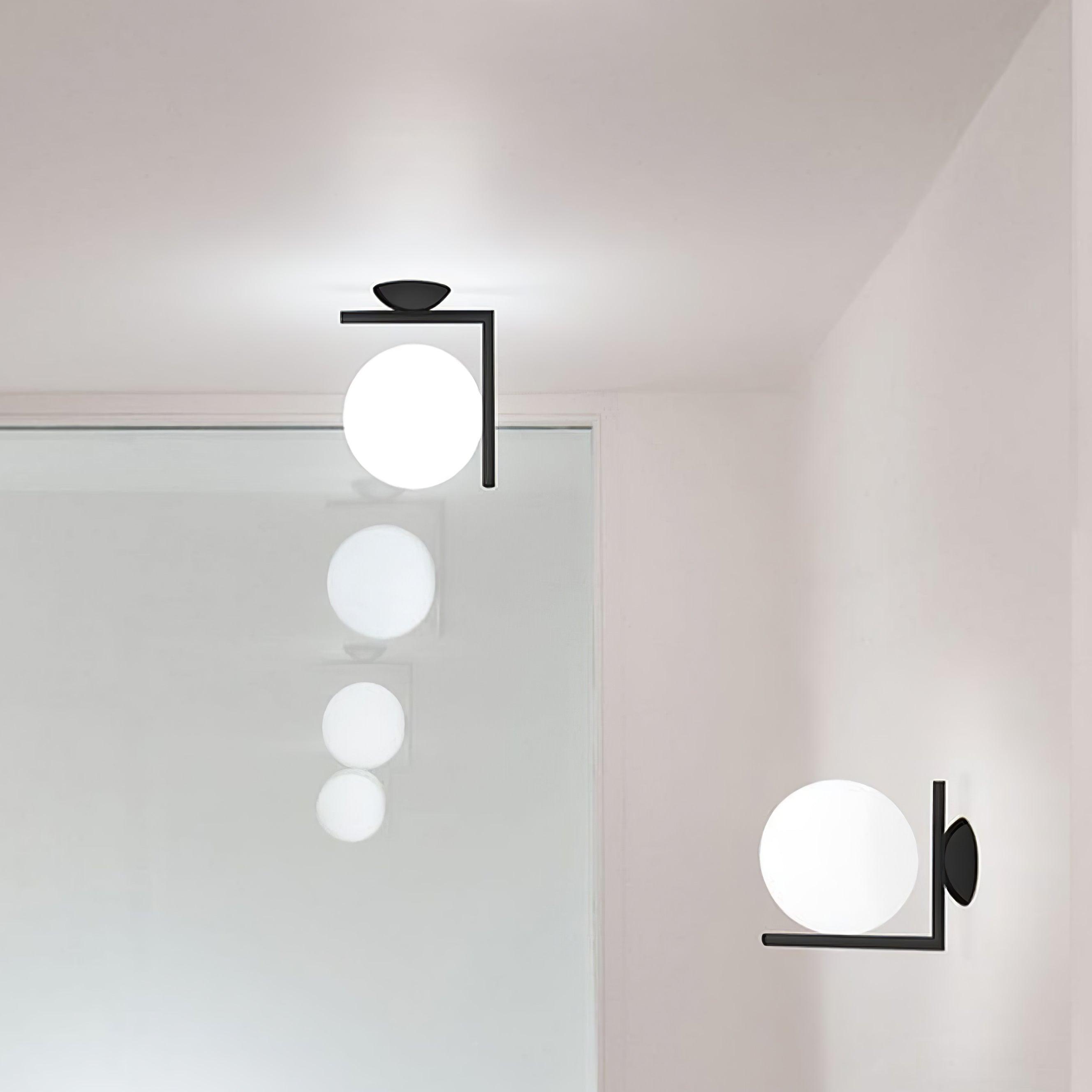 Opal glass globe wall light