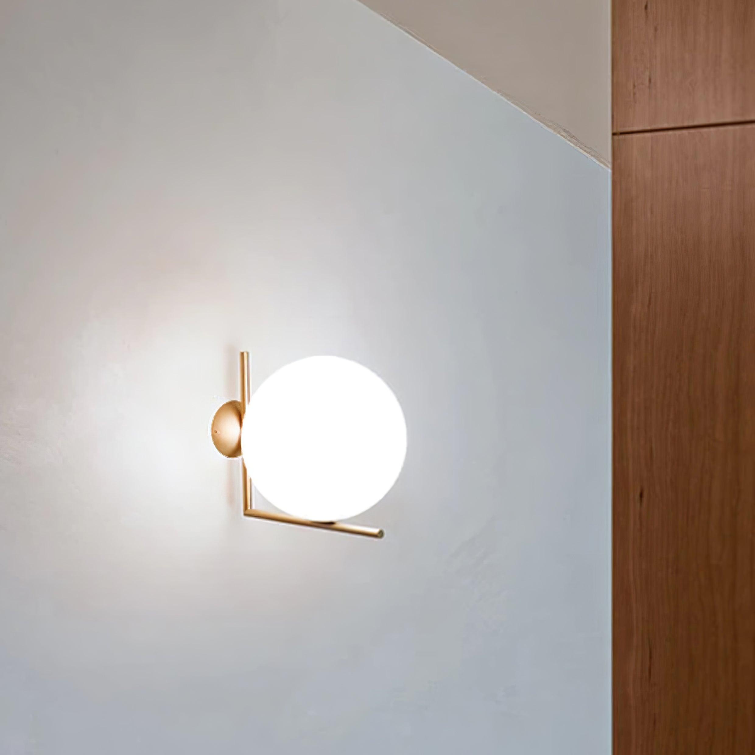 Opal glass globe wall light