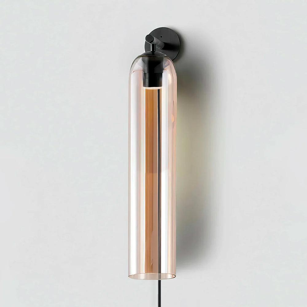 Amber glass cylinder with black wall plate and short arm