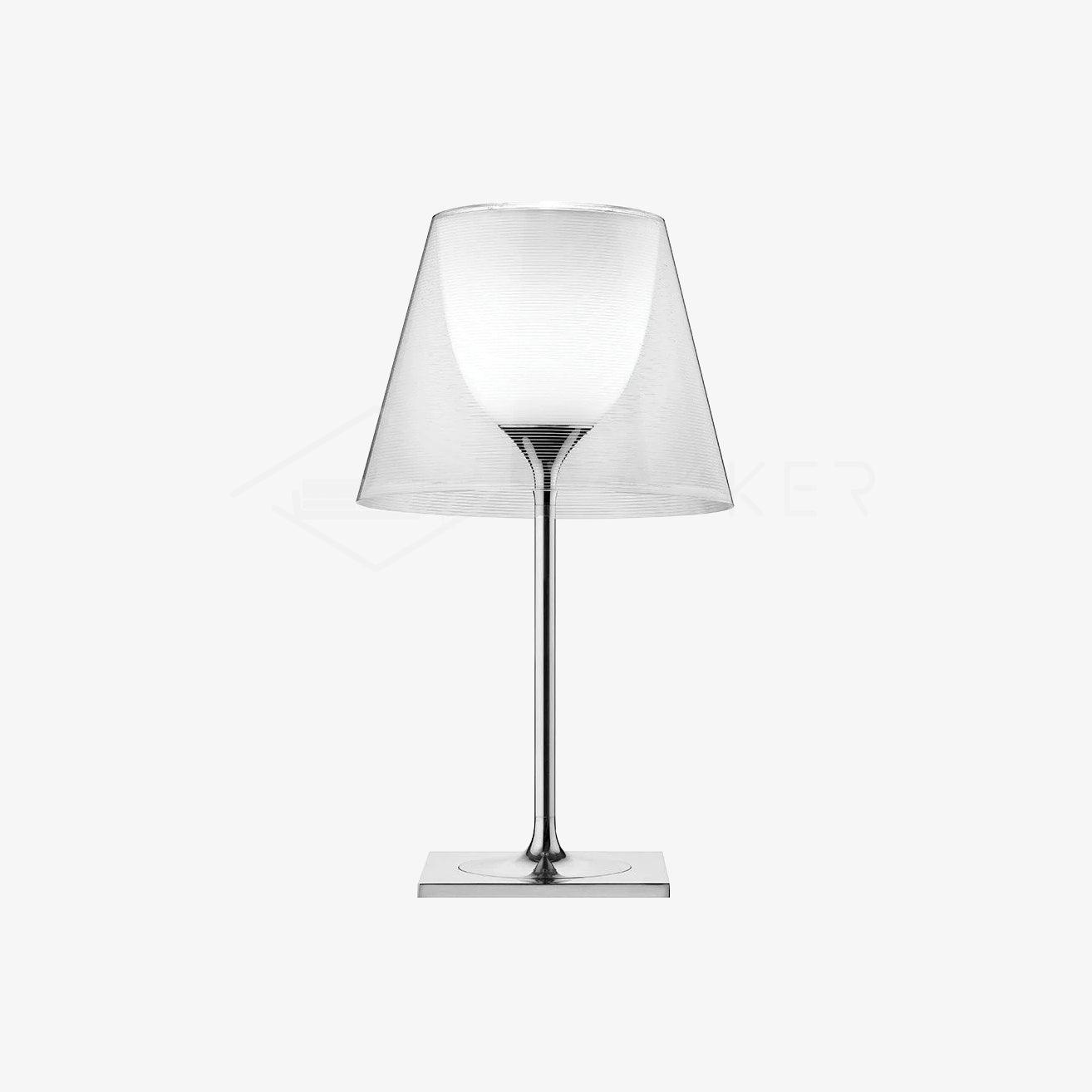 Clear Chrome Prism table lamp on white