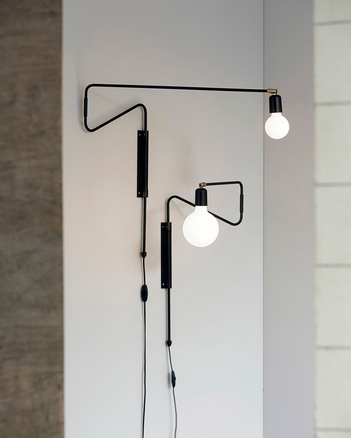 Black Swing lamps with cords and inline controls