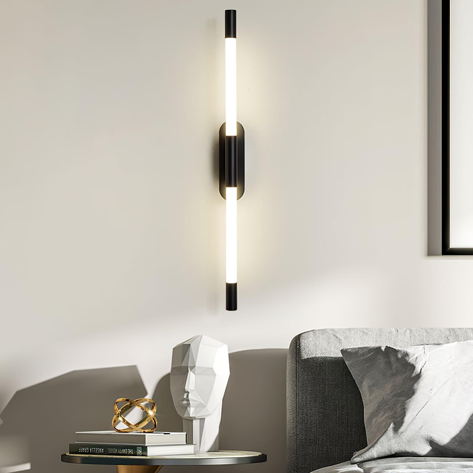 Agnes linear LED wall light with white acrylic sections