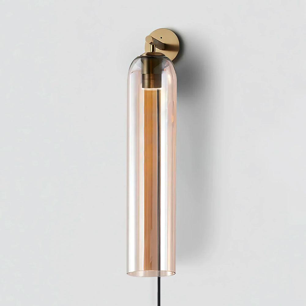 Amber glass cylinder showing the gold inner fitting