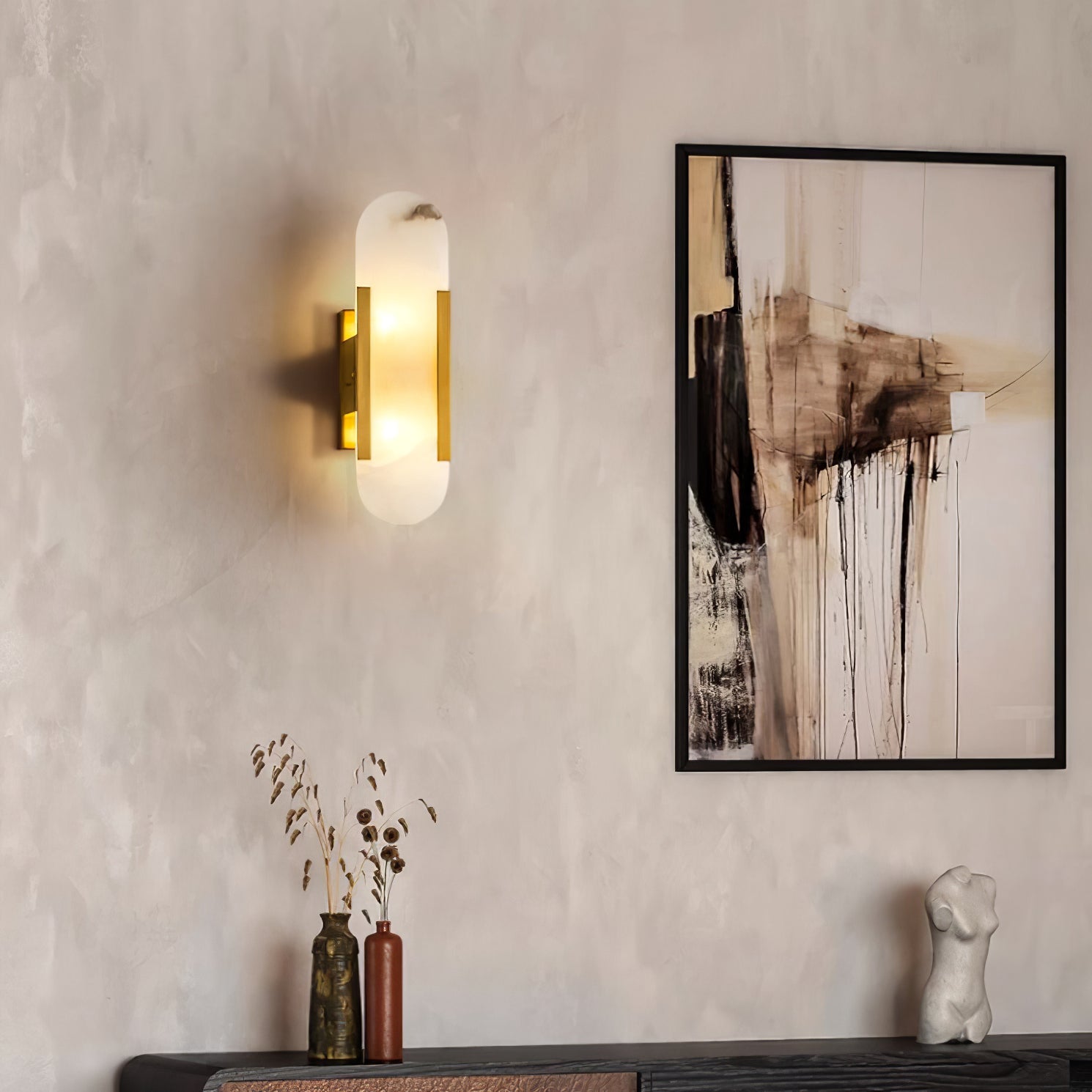 Melange Elongated Alabaster Wall Lamp - Cueteks