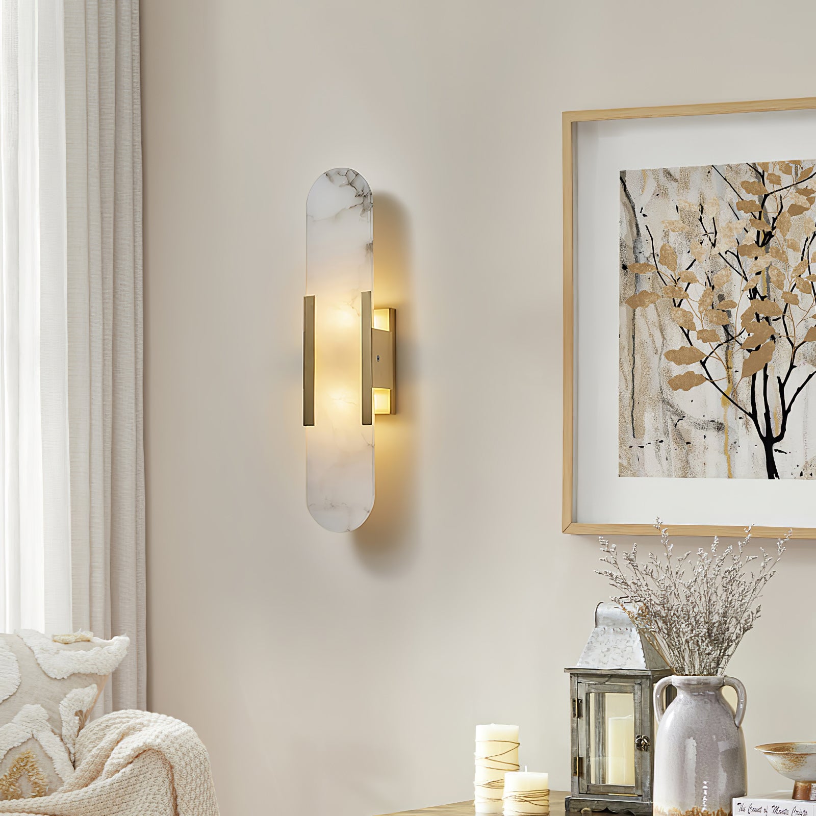 Melange Elongated Alabaster Wall Lamp - Cueteks