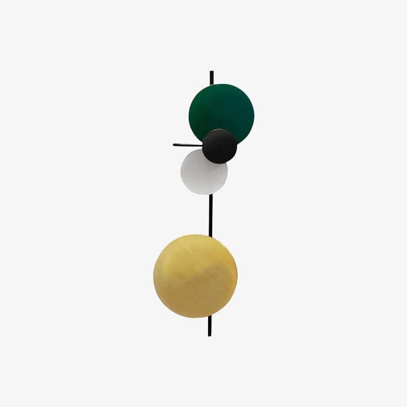 Green disc wall lamp with contrasting lower circles