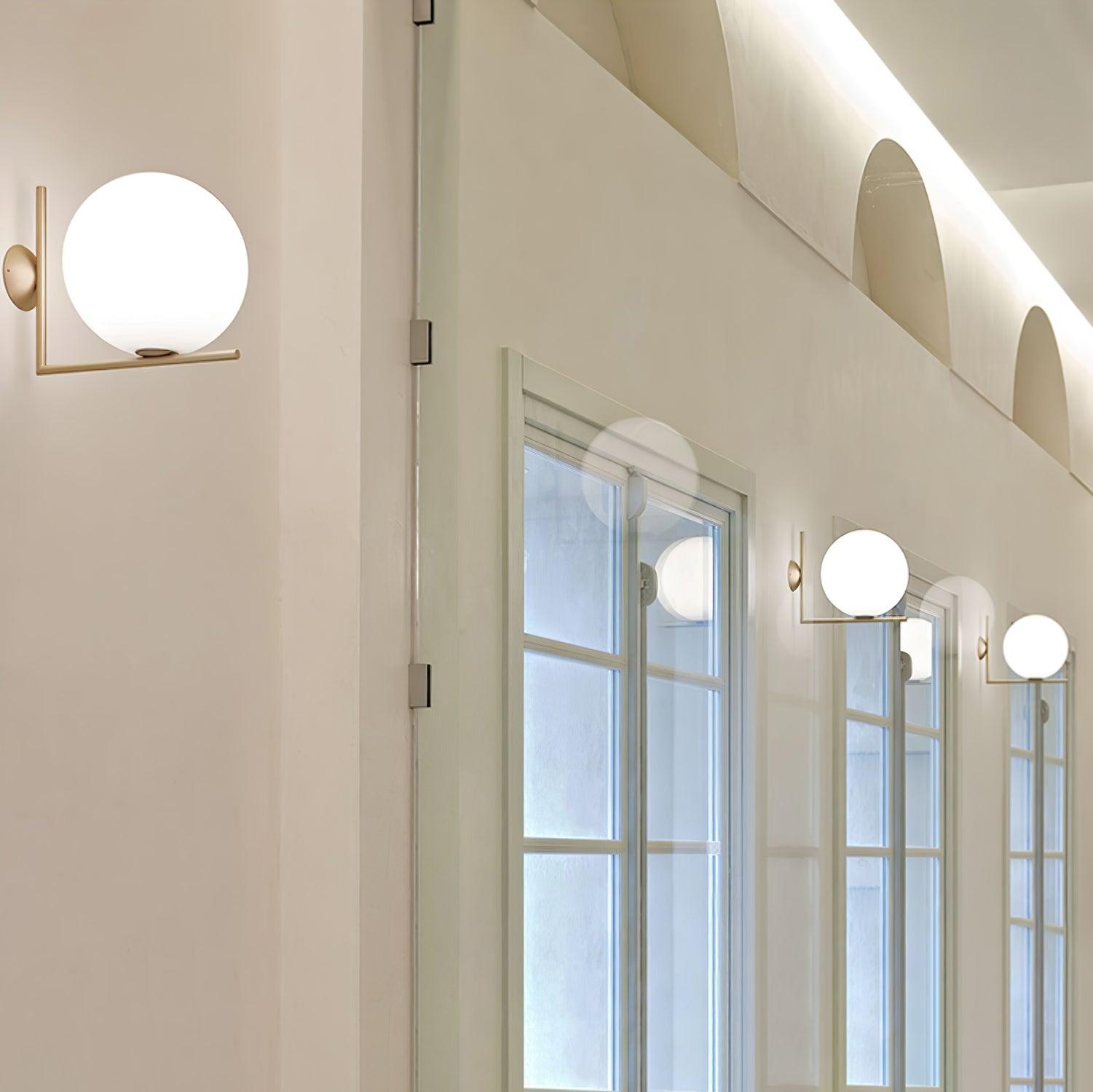 Opal glass globe wall light