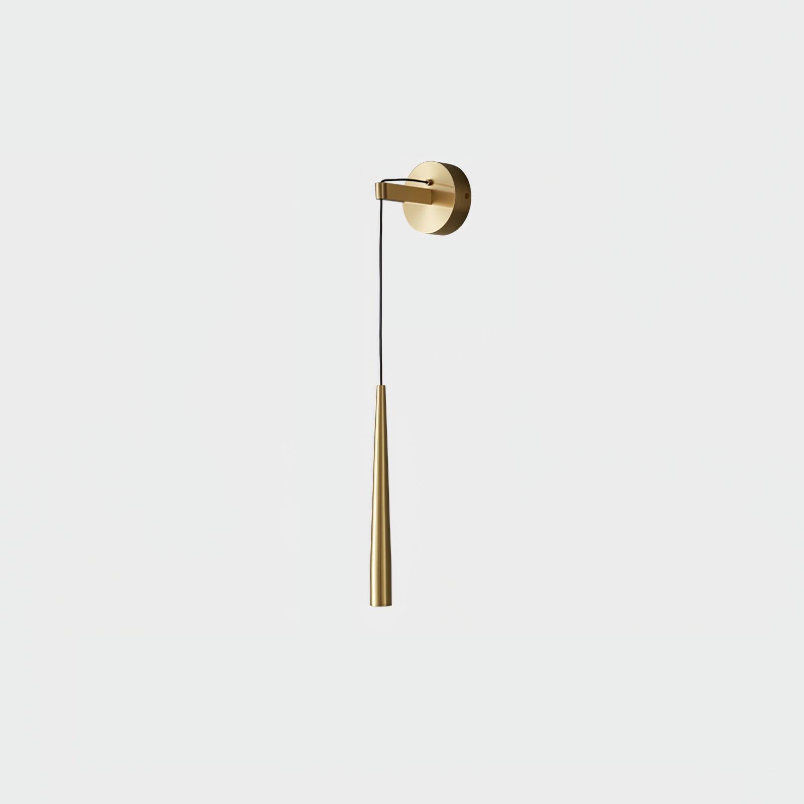 Model B in Brass, with a plain tapered lower end and black suspension cable below a round plate