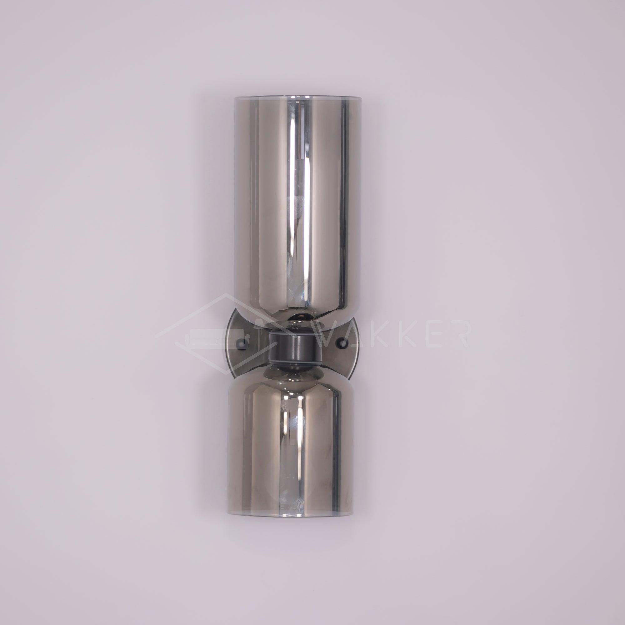 Edie glass wall lamp with unequal upper and lower cylinders