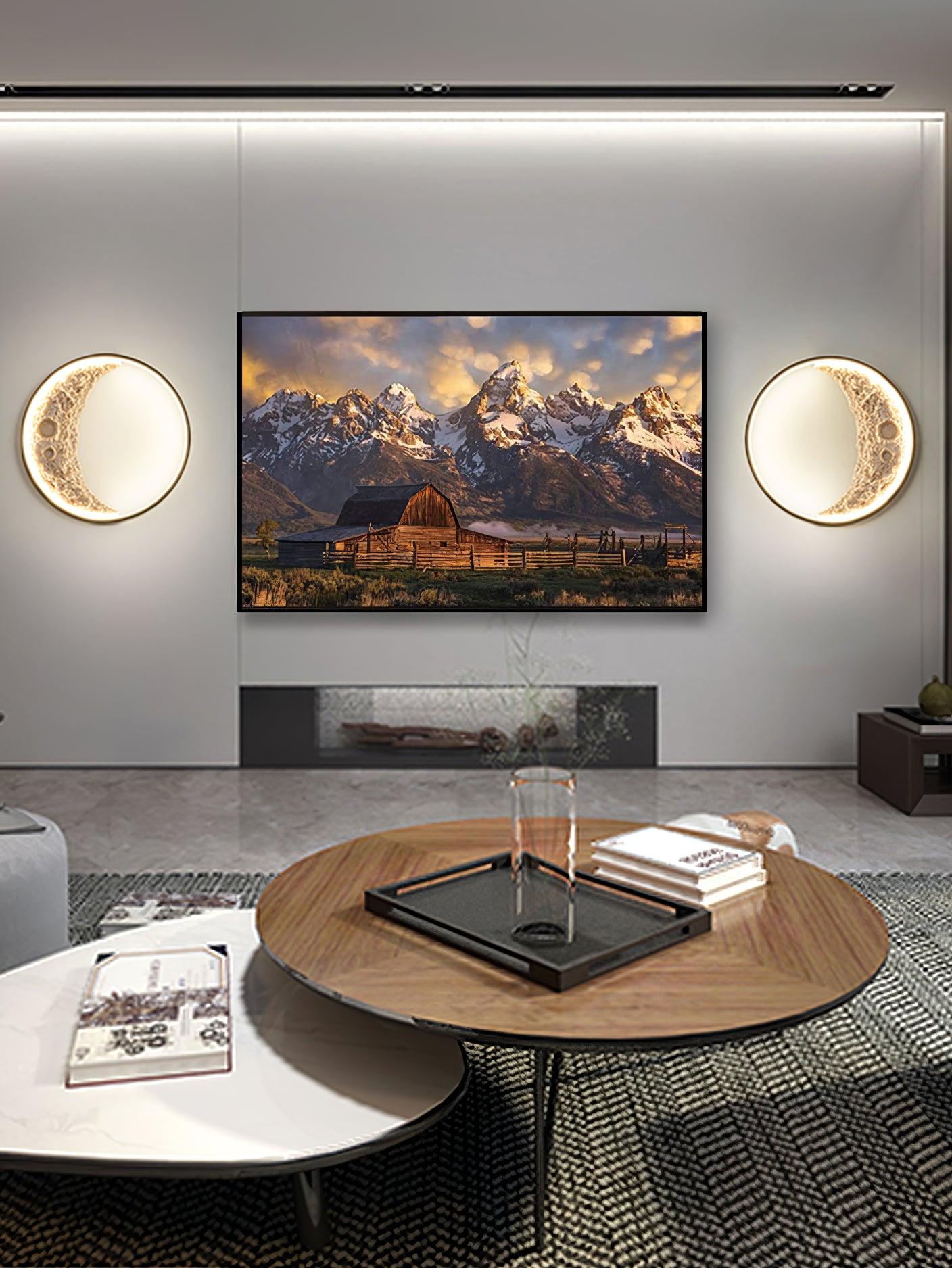 Moon crescent resin LED wall light