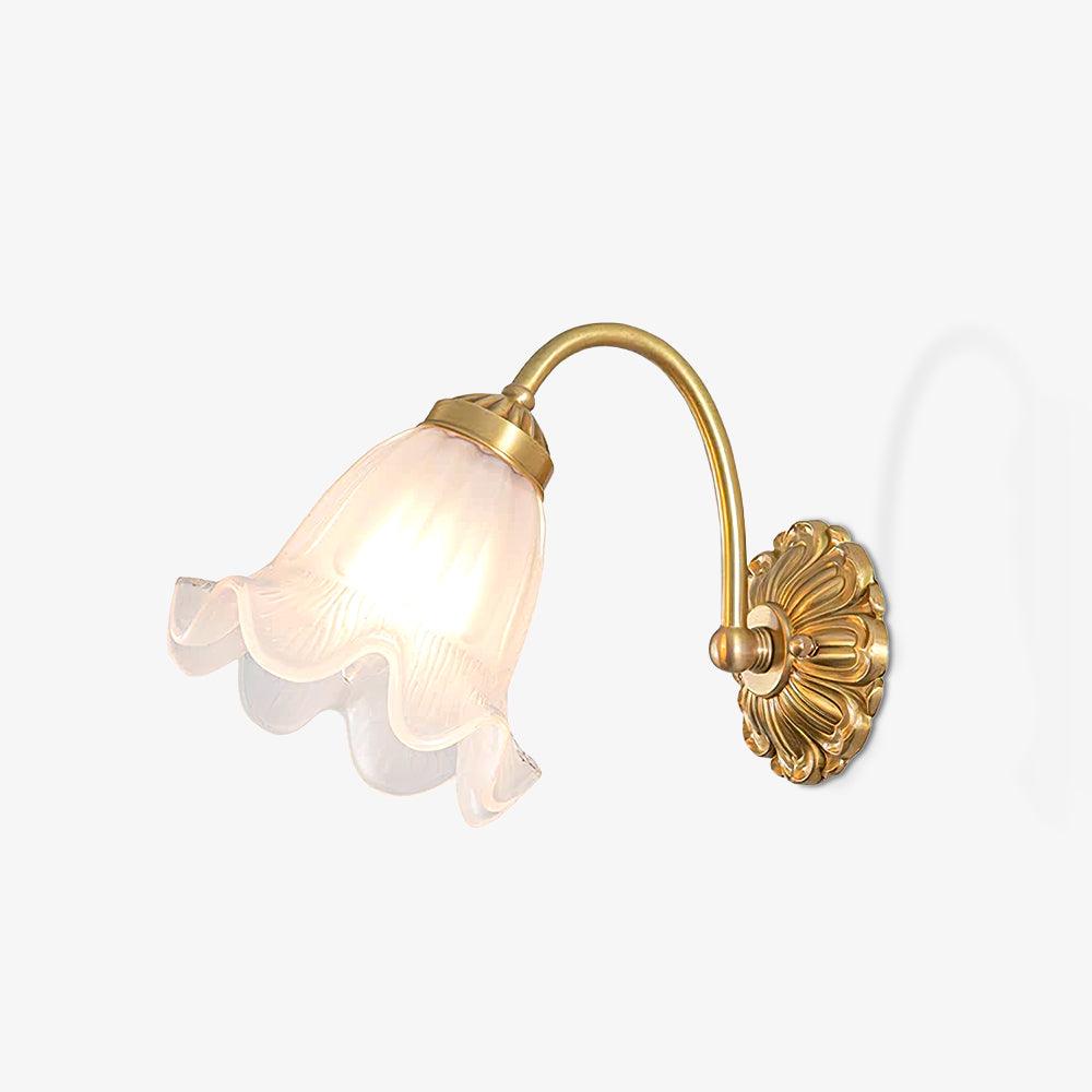 Brass Floral Glass Sconce - Cueteks
