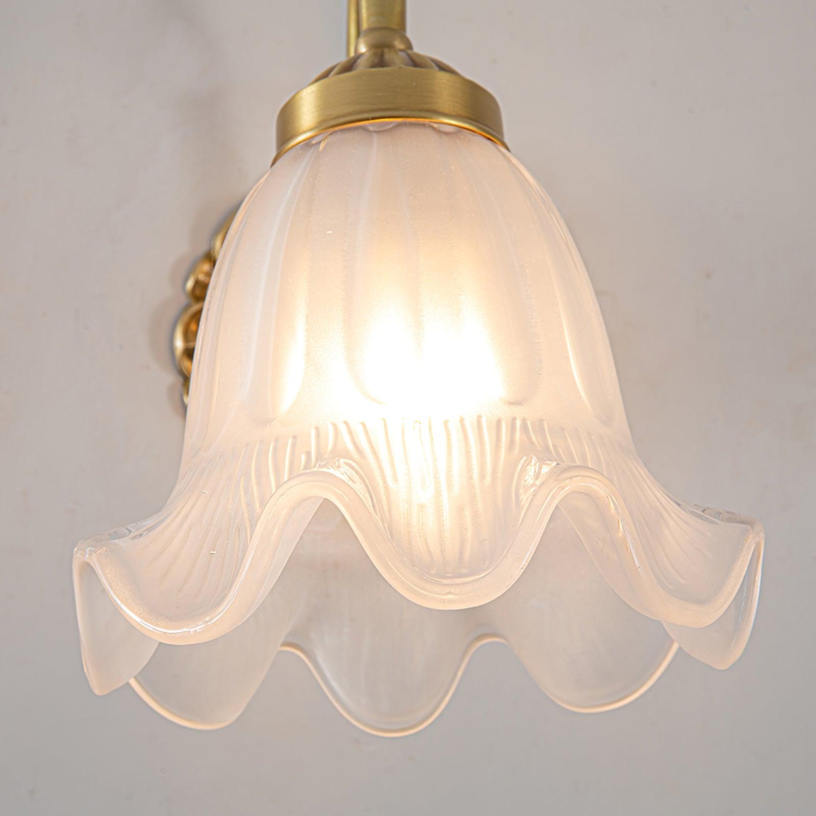 Brass Floral Glass Sconce - Cueteks