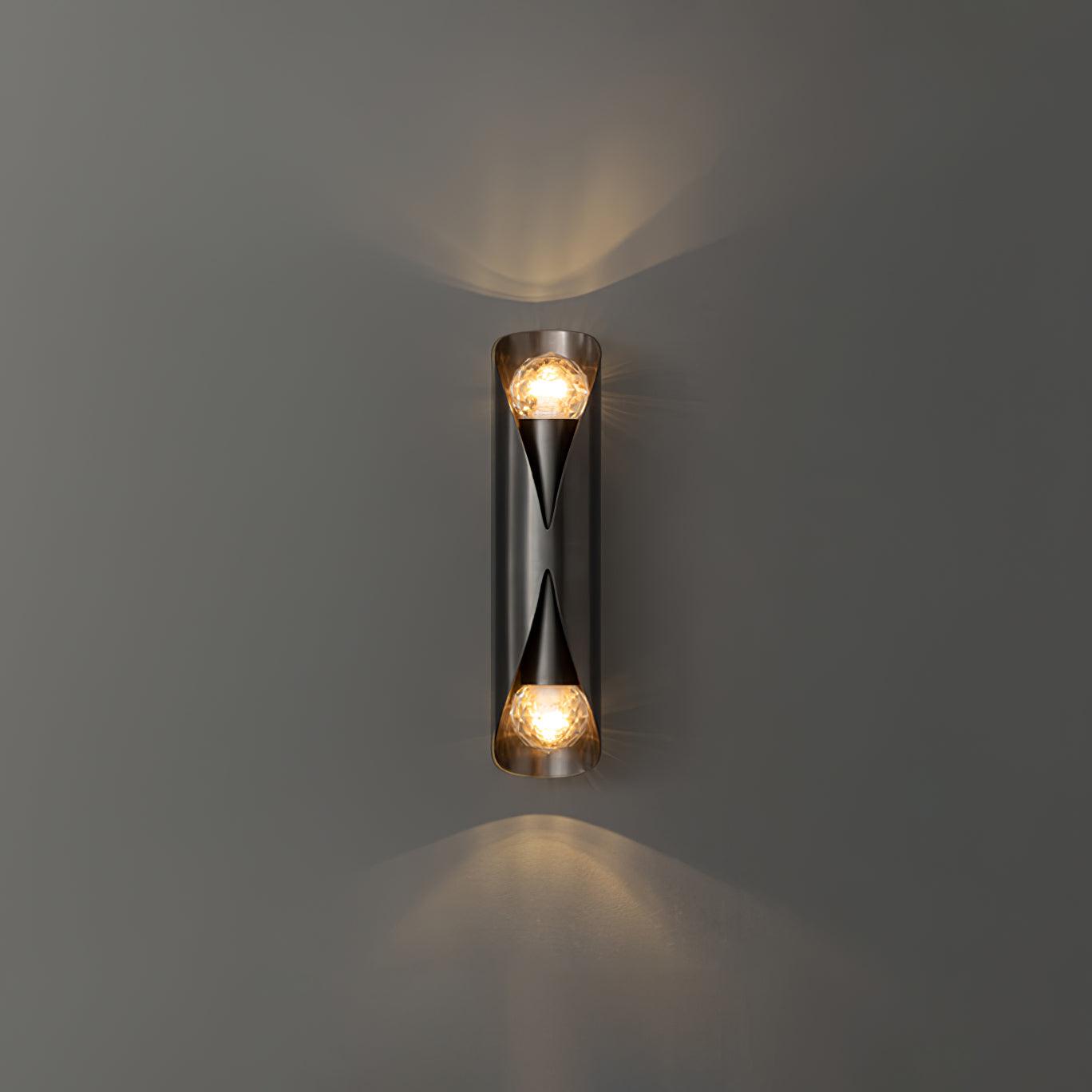 Vertical Black wall fitting with upper and lower lights