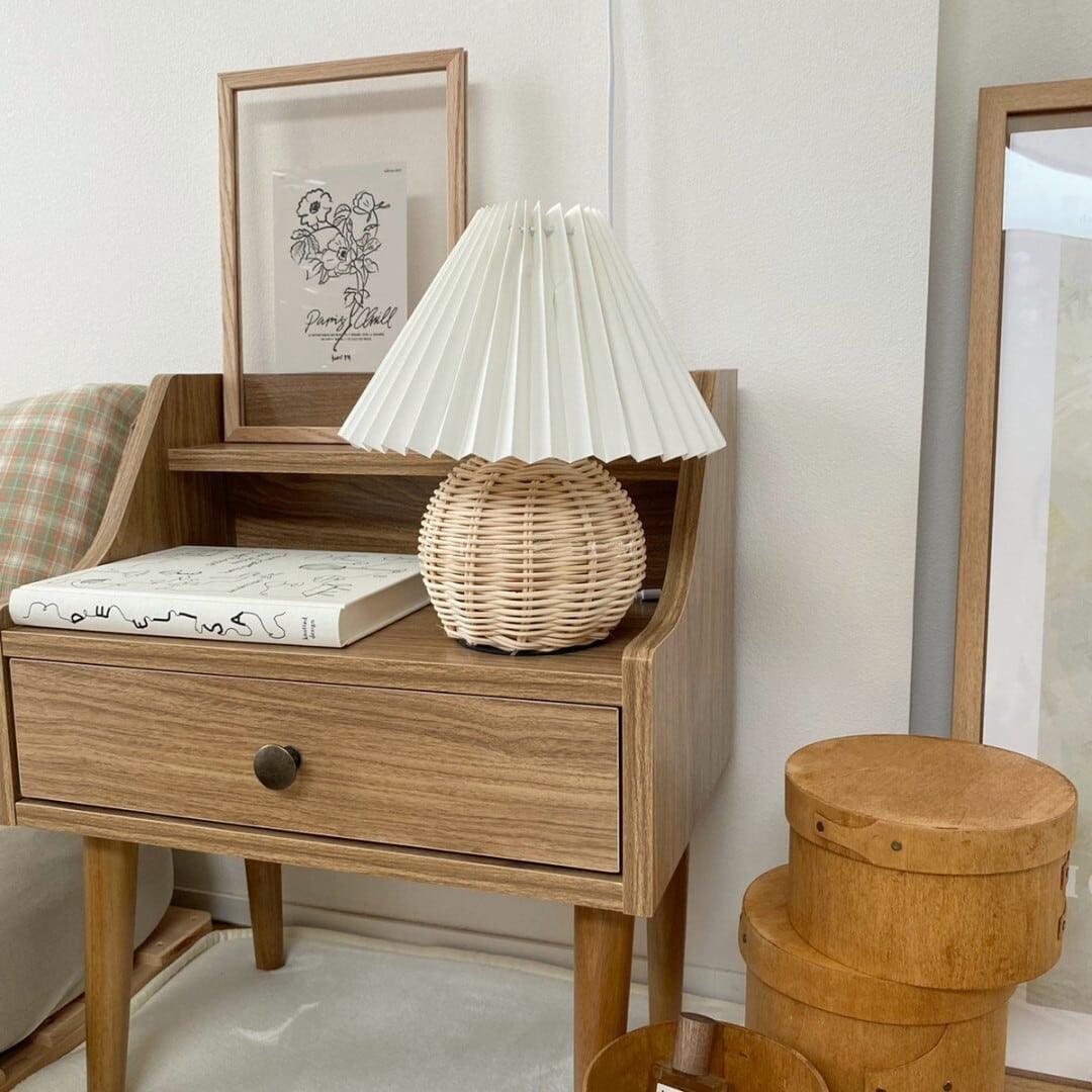 Rattan Pleated Built-in Battery Table lamp - Cueteks