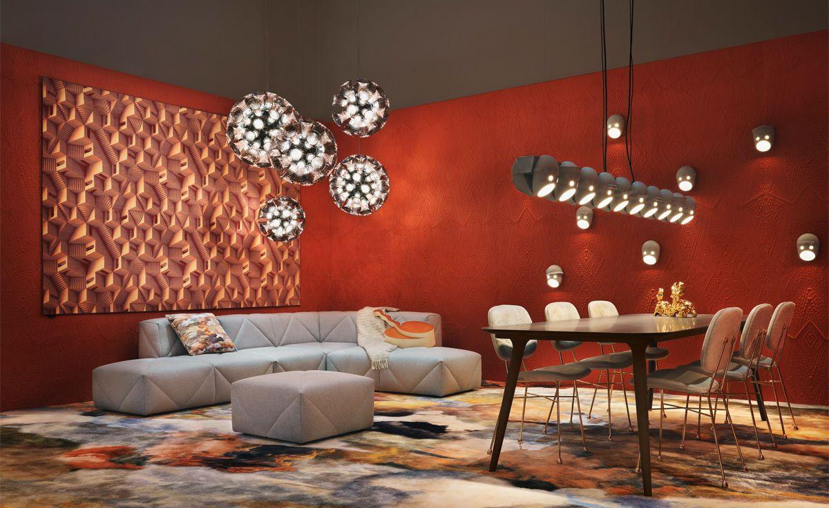 Face wall lights in a dining and seating room