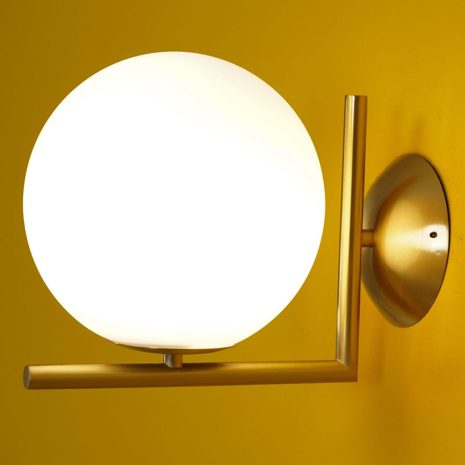 Opal glass globe wall light