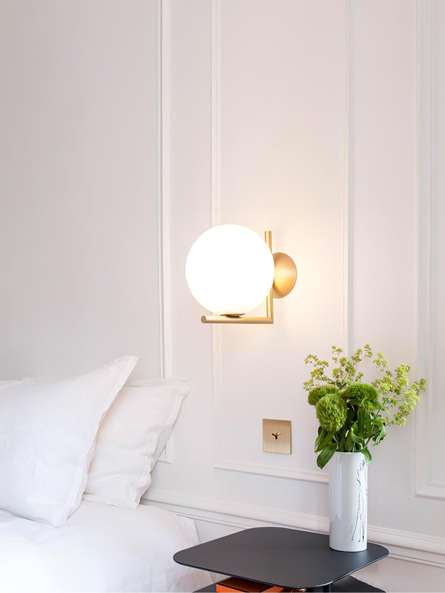 Opal glass globe wall light