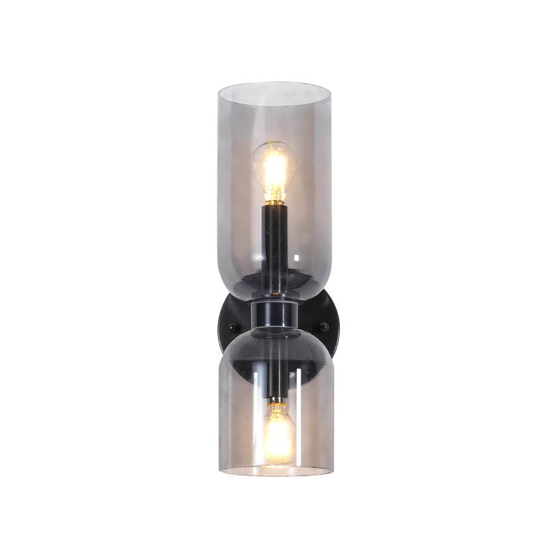 Edie glass wall lamp with unequal upper and lower cylinders