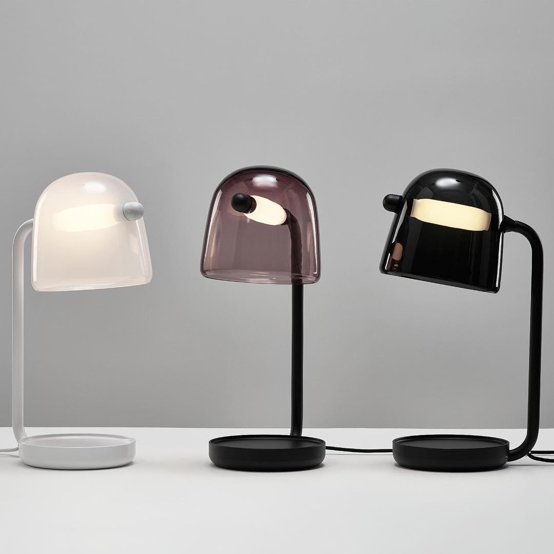 Three Mona table lamps showing different glass finishes