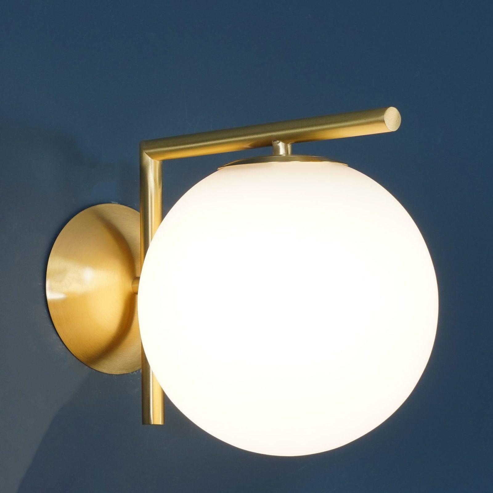 Opal glass globe wall light