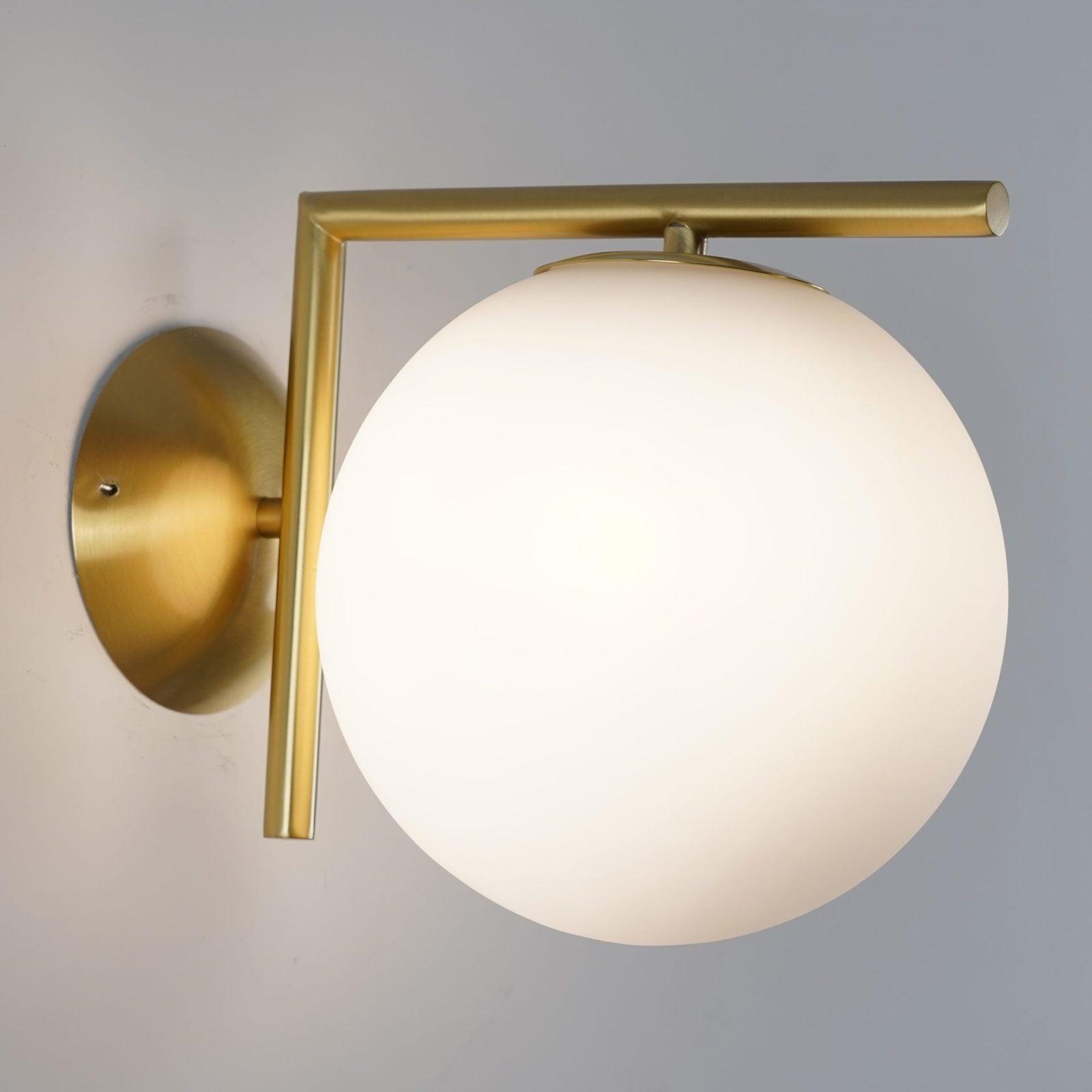 Opal glass globe wall light