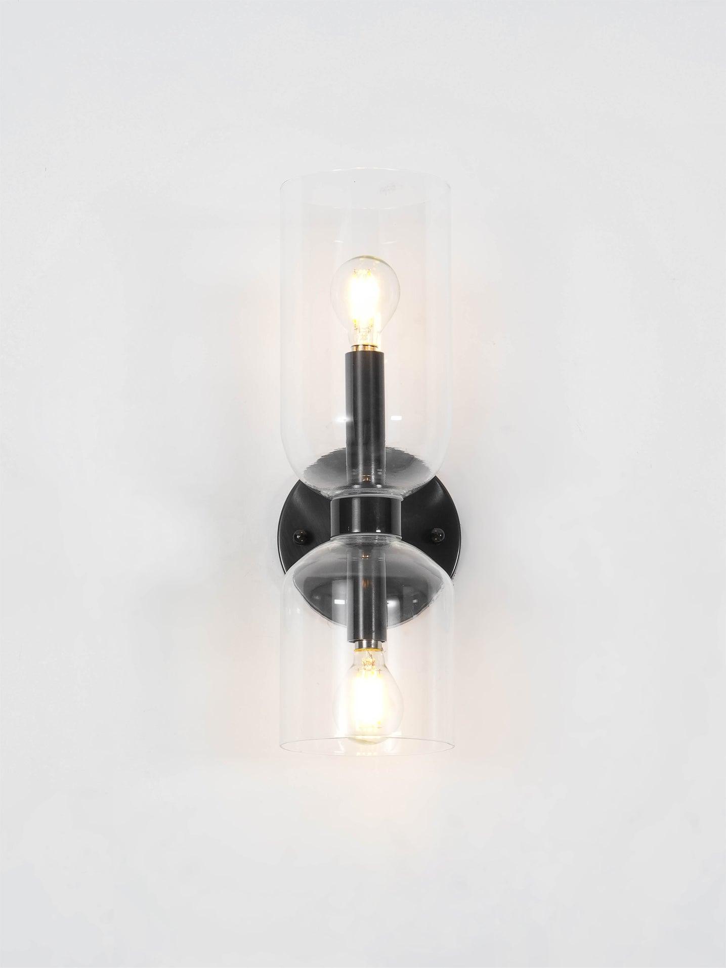 Edie glass wall lamp with unequal upper and lower cylinders