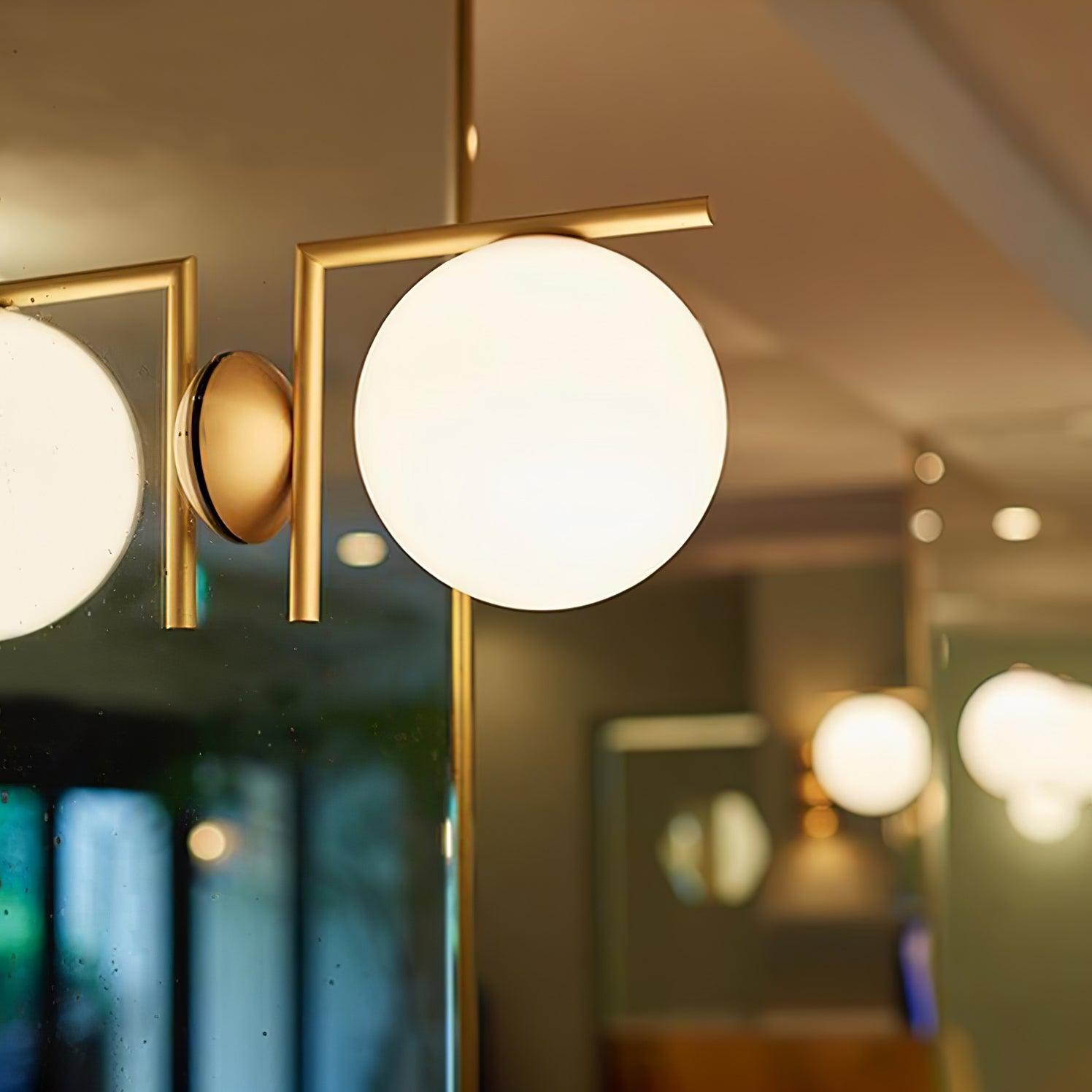 Opal glass globe wall light