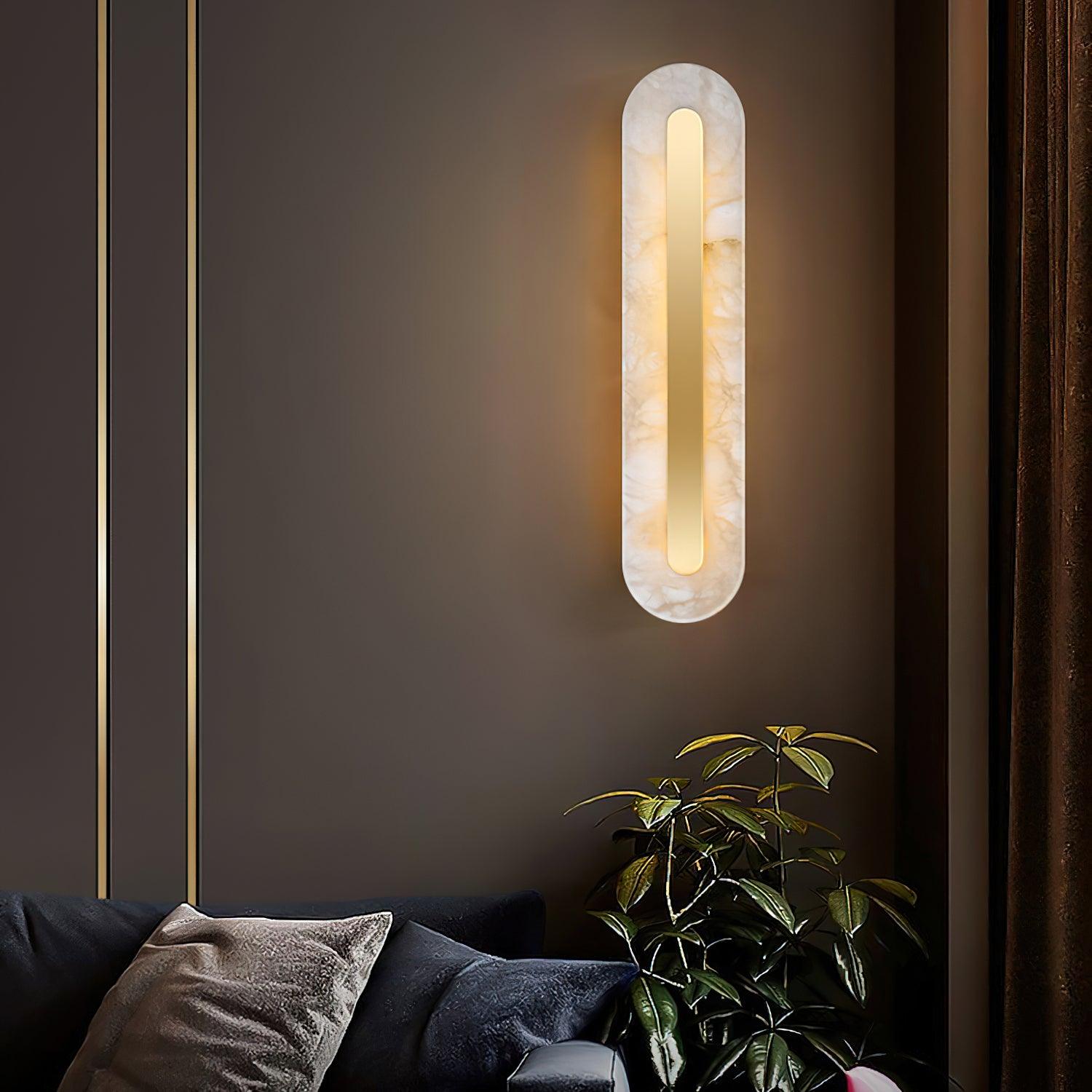 Rounded panel glowing on a dark wall