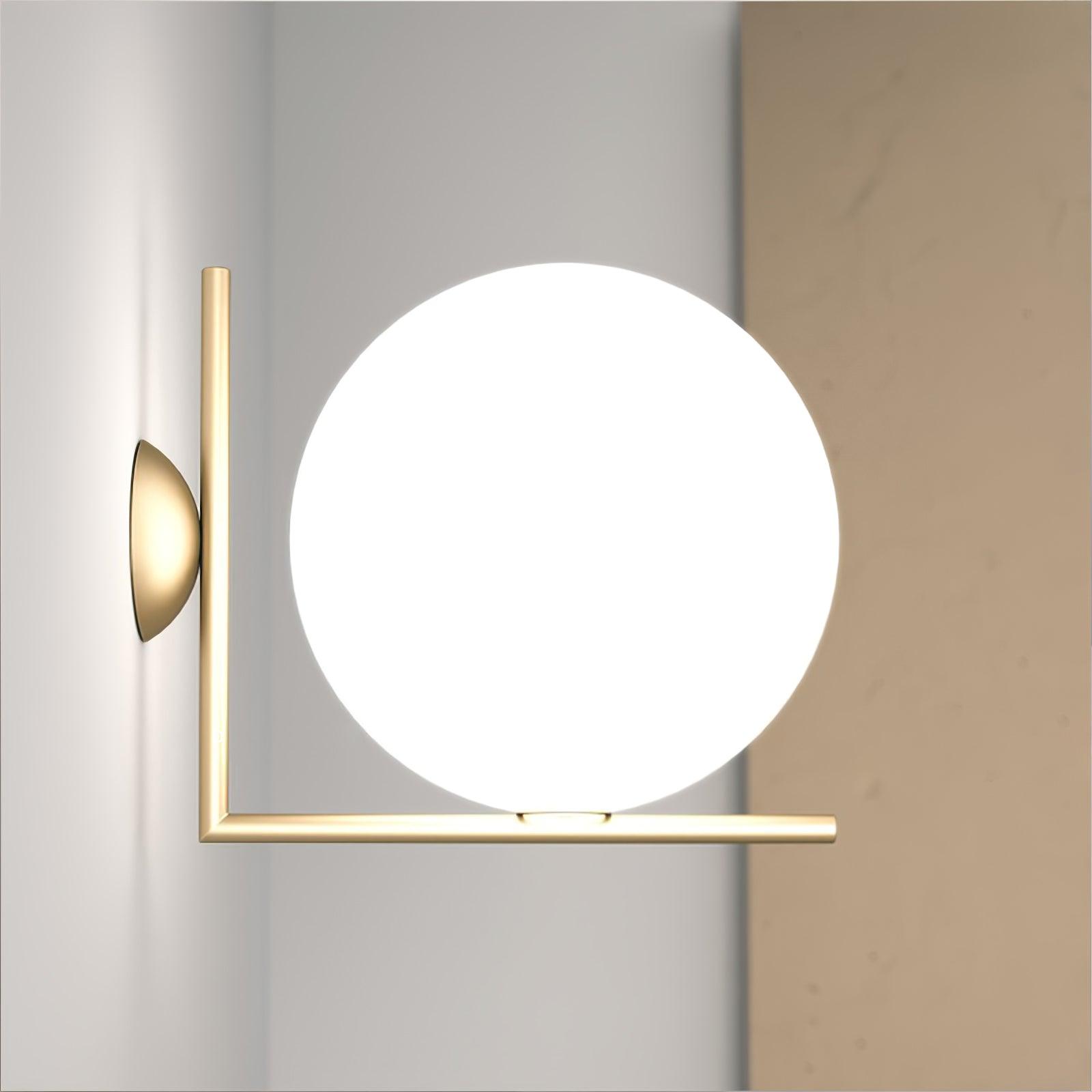 Opal glass globe wall light