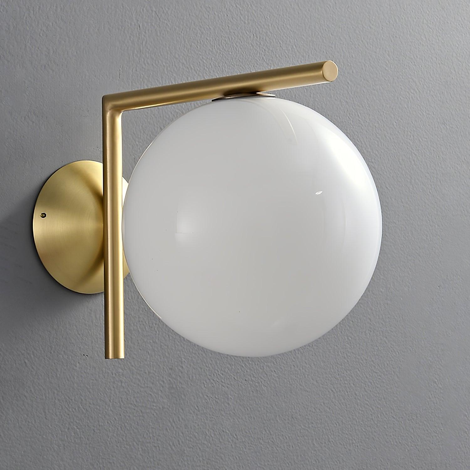 Opal glass globe wall light