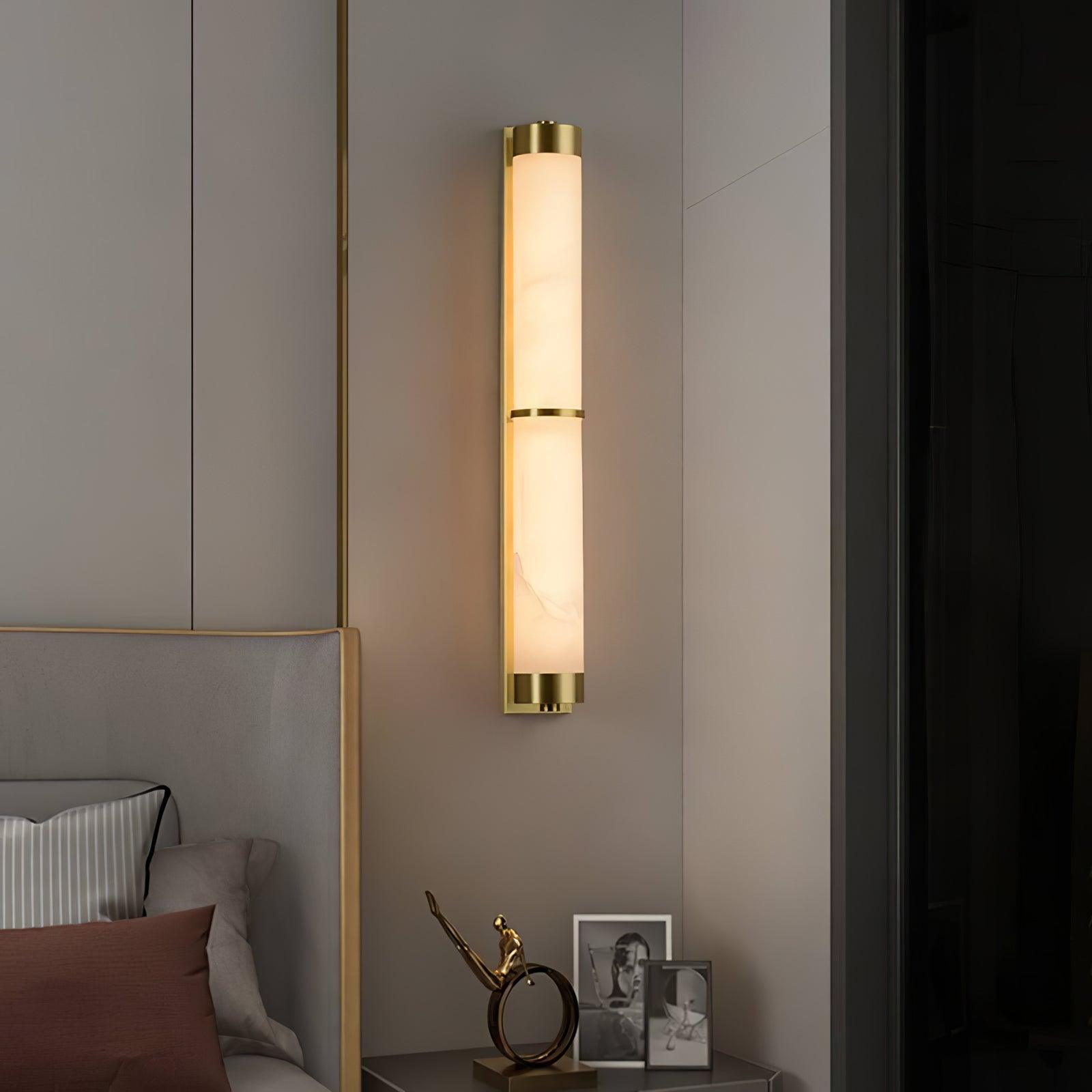 Cylindra Alabaster Brass Wall Light - Cueteks