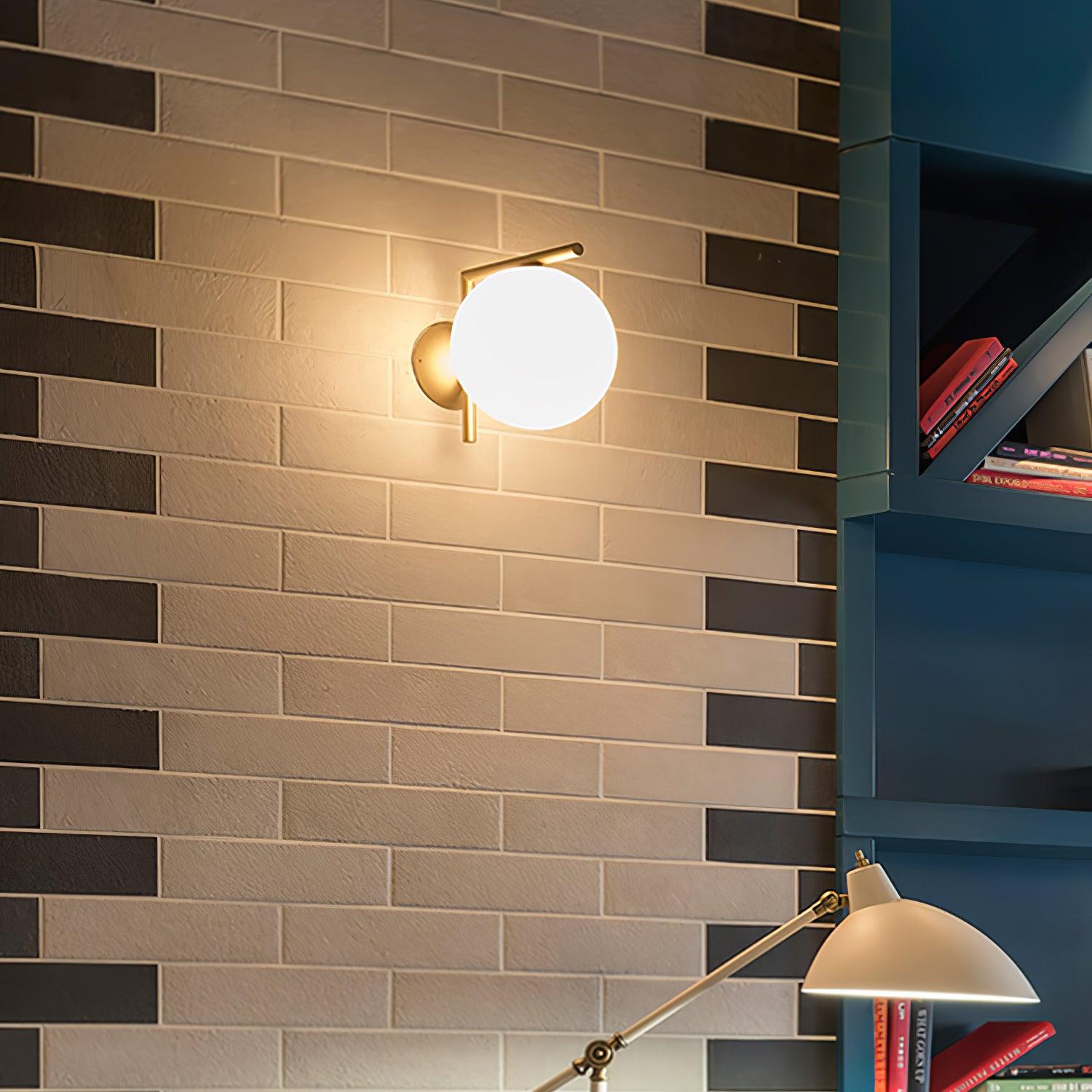 Opal glass globe wall light