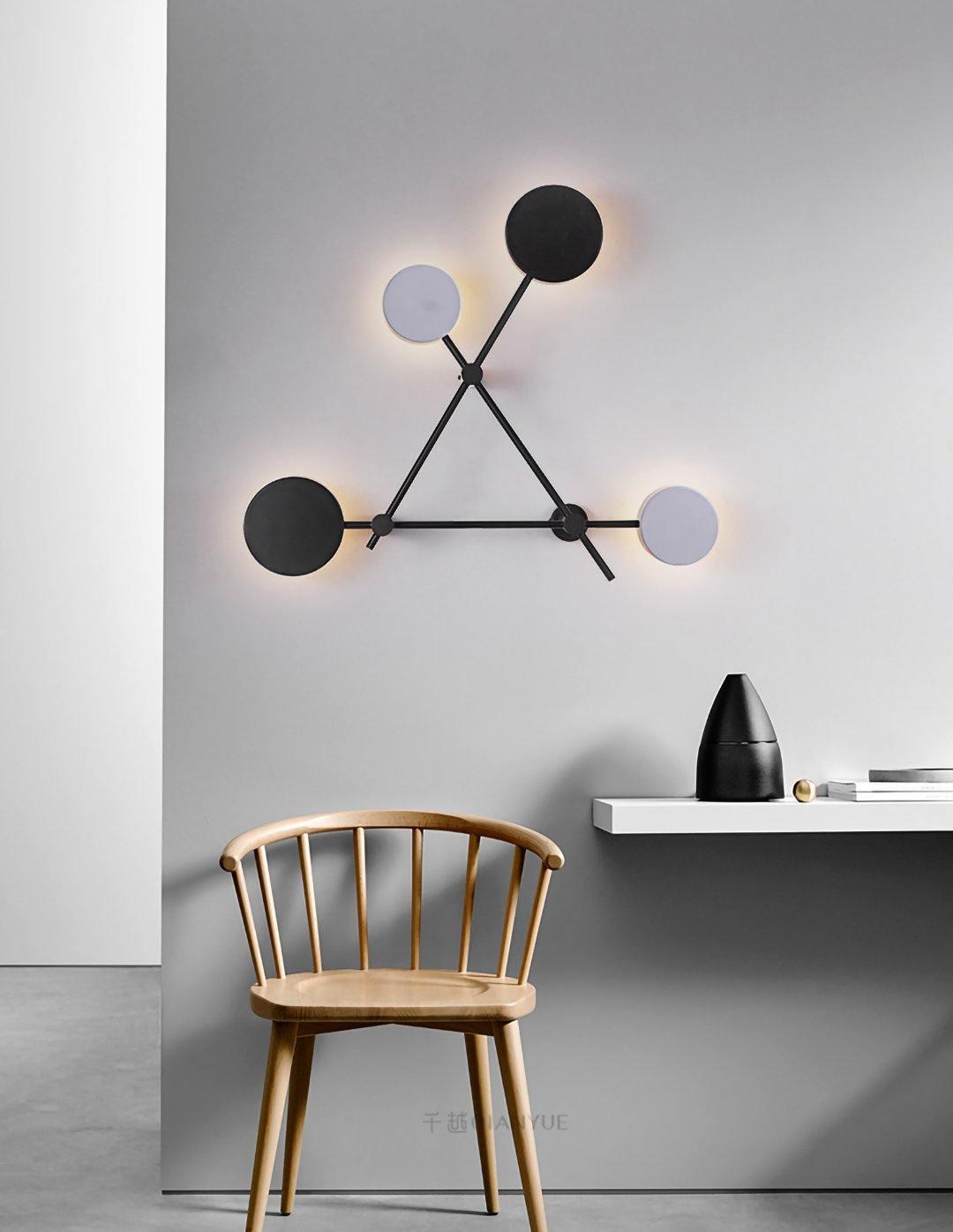 Lride geometric disc and rod wall light
