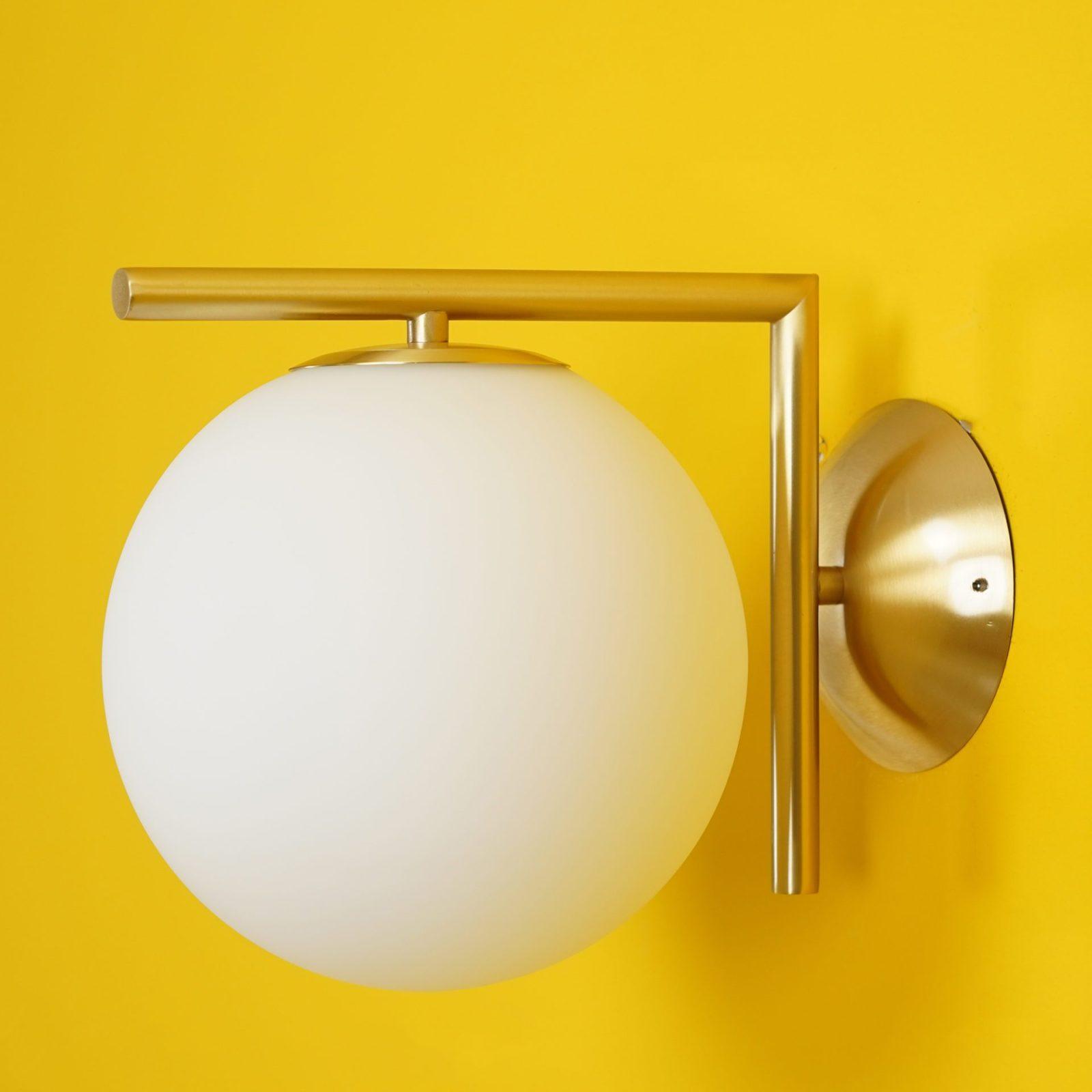 Opal glass globe wall light